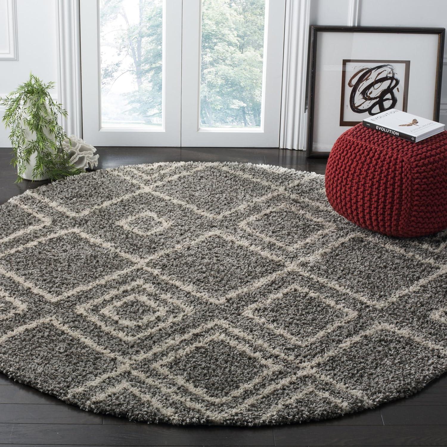 Arizona Shag ASG744 Power Loomed Indoor Area Rug - Ivory/Beige - 6'7"x6'7" - Safavieh