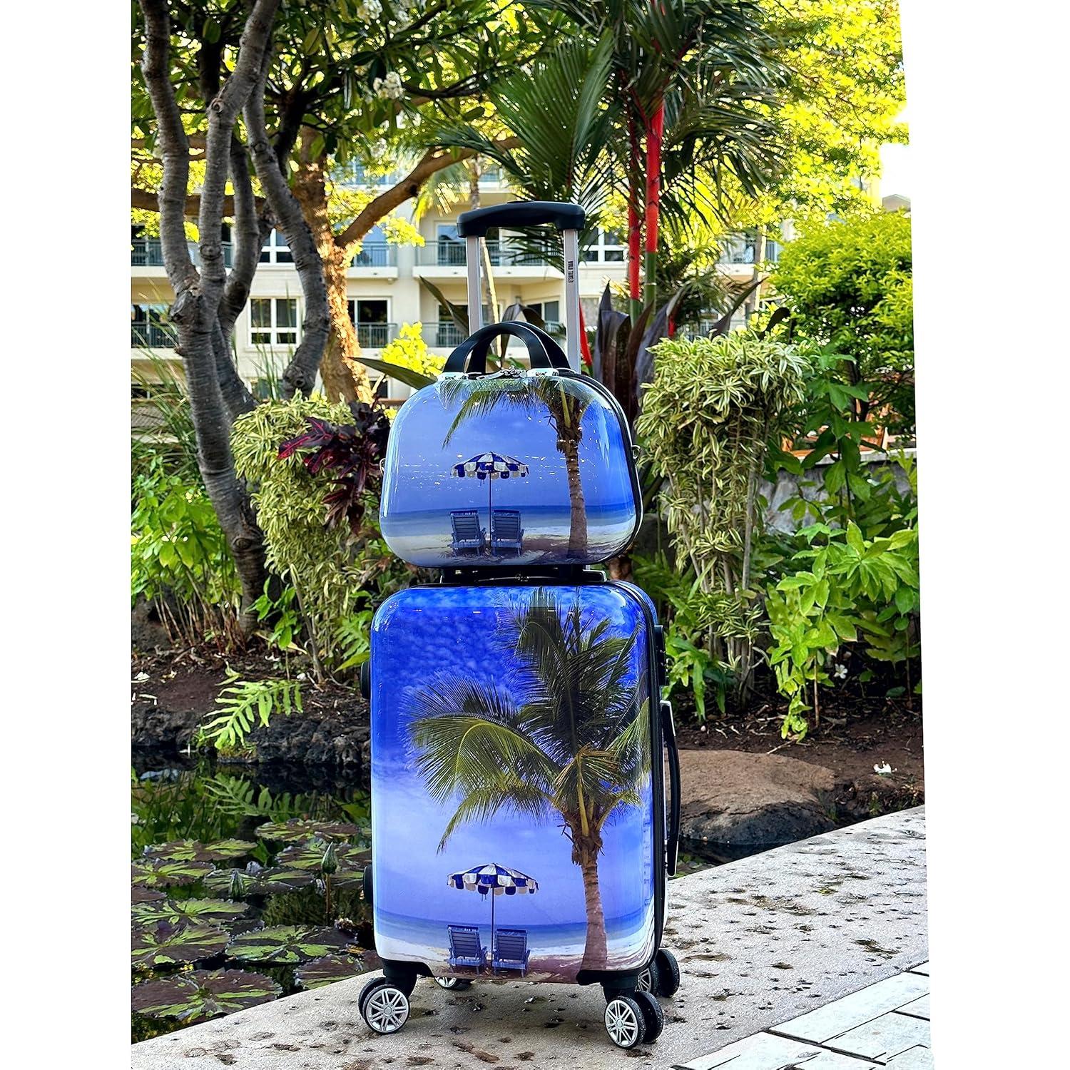 World Traveler Palm Tree 2-Piece Hardside Carry-On Spinner Luggage Set