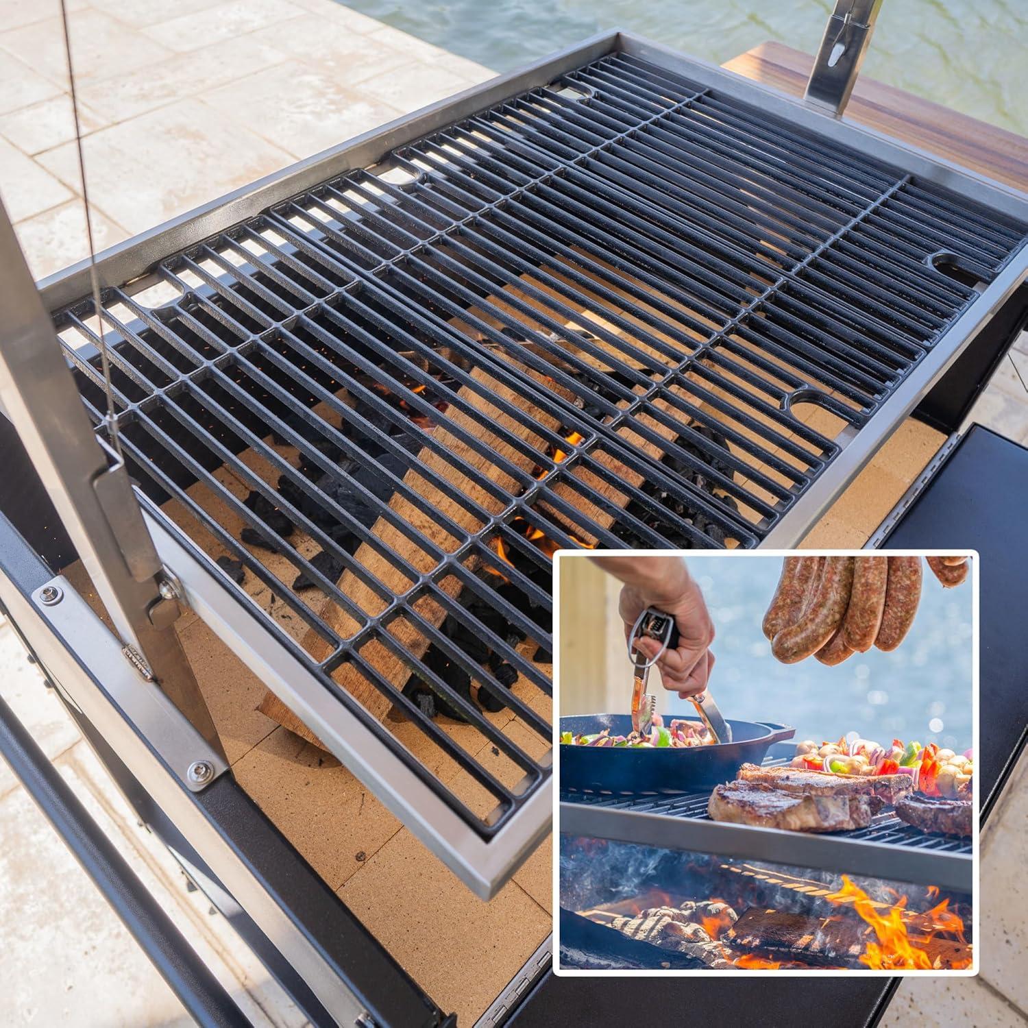 Backyard Discovery Argentine Santa Maria Heritage Wood Fire & Charcoal Steel BBQ Grill with Fire Bricks and Adjustable Grates