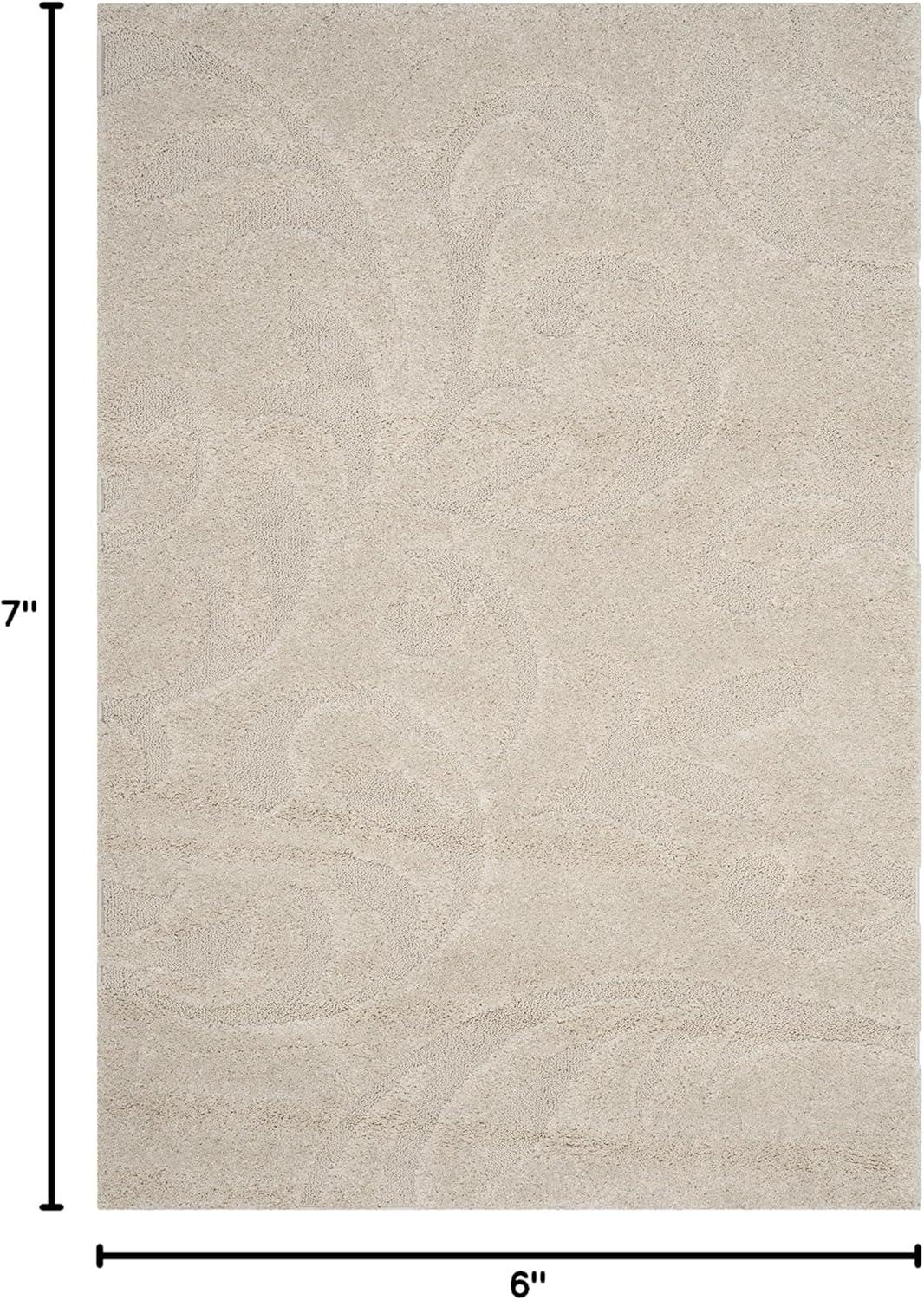 Florida Shag SG468 Power Loomed Indoor Area Rug - Creme/Creme - 5'3"x7'6" - Safavieh