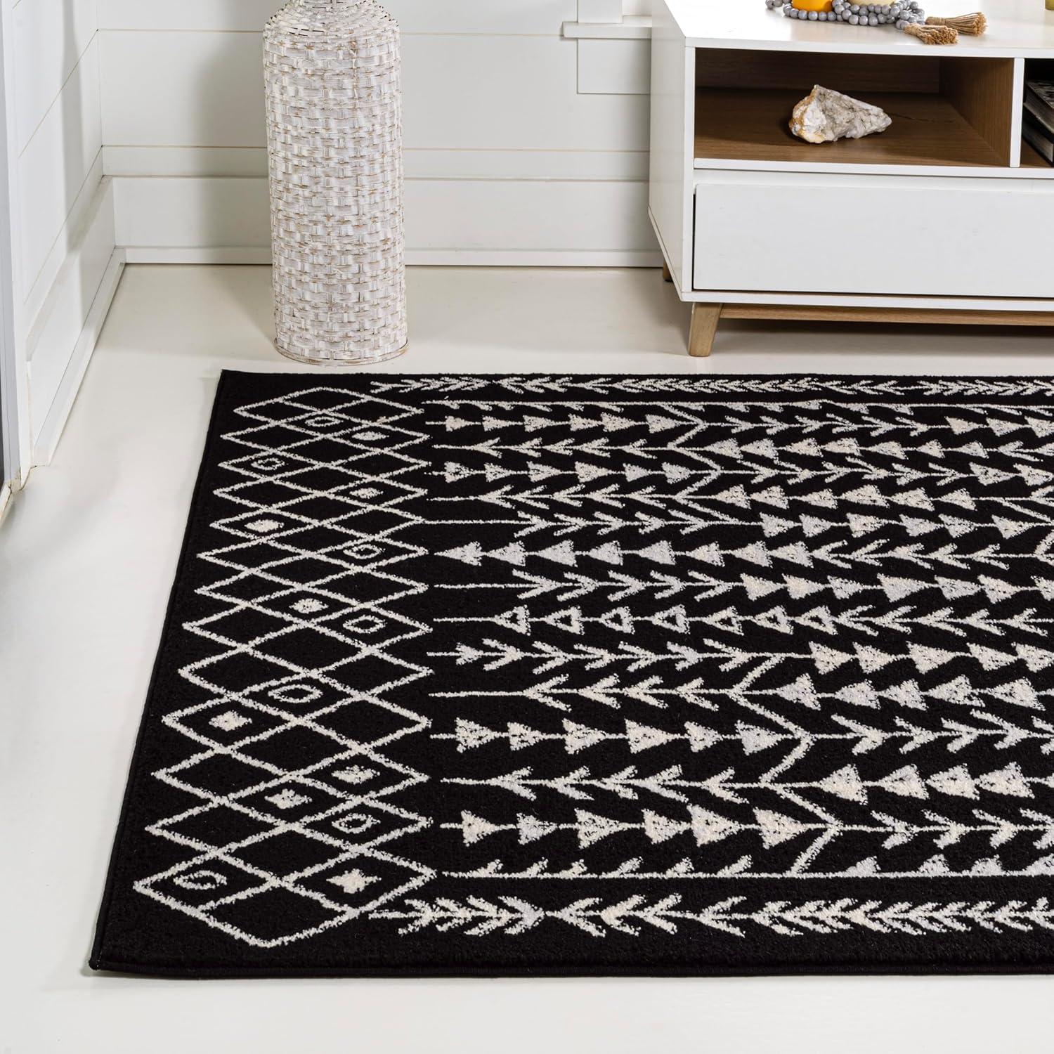 JONATHAN Y Ziri Moroccan Geometric Black/Cream 3 ft. x 5 ft. Area Rug