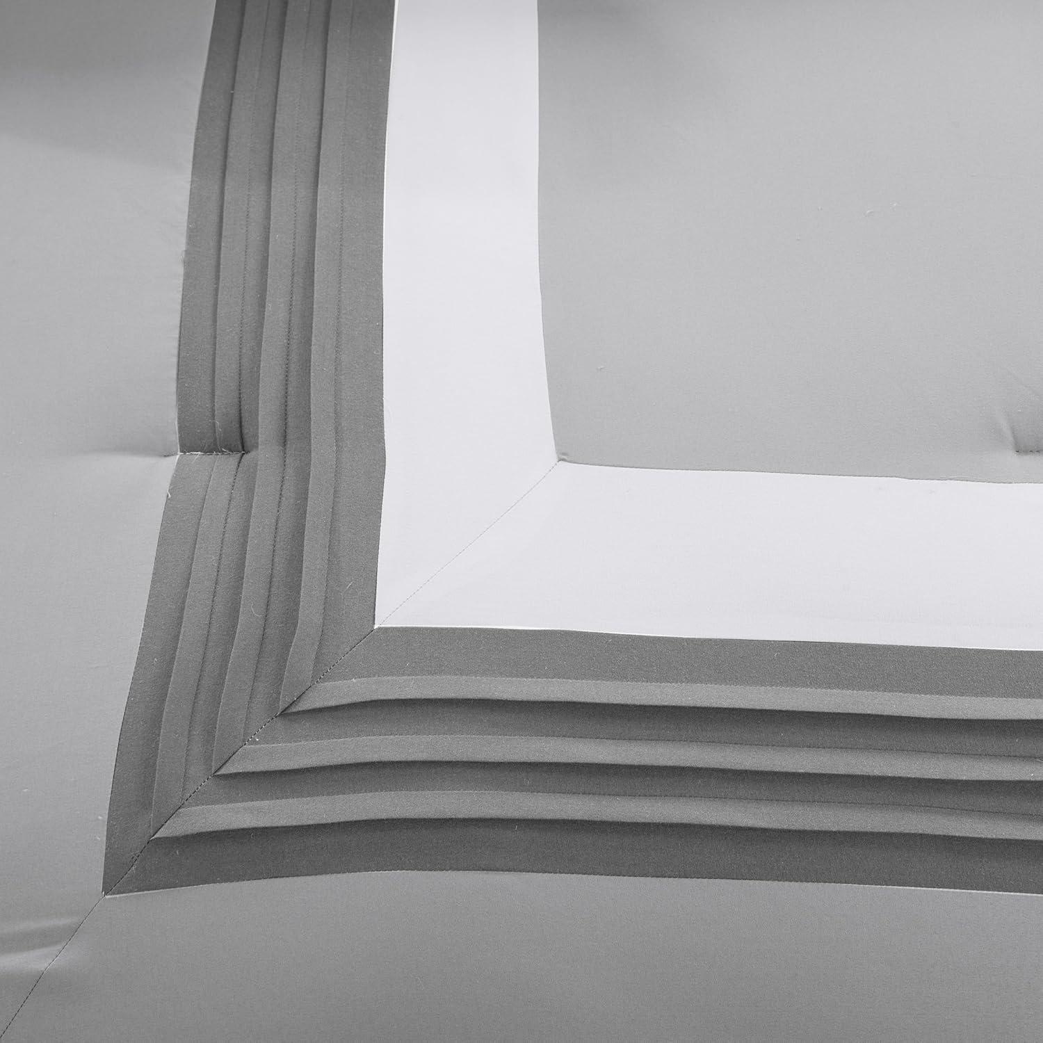 Comfort Spaces Malcom Textured Print Reversible Comforters for Full/Queen Beds, Gray