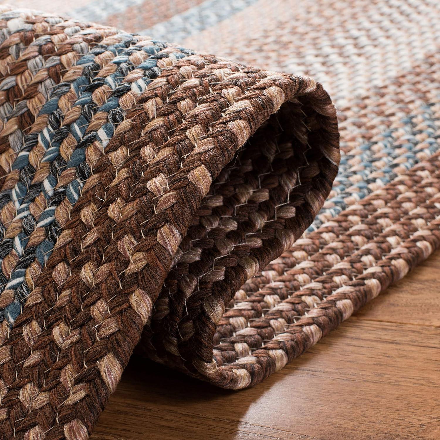 Handwoven Brown/Multi Synthetic 4' x 6' Reversible Braided Rug