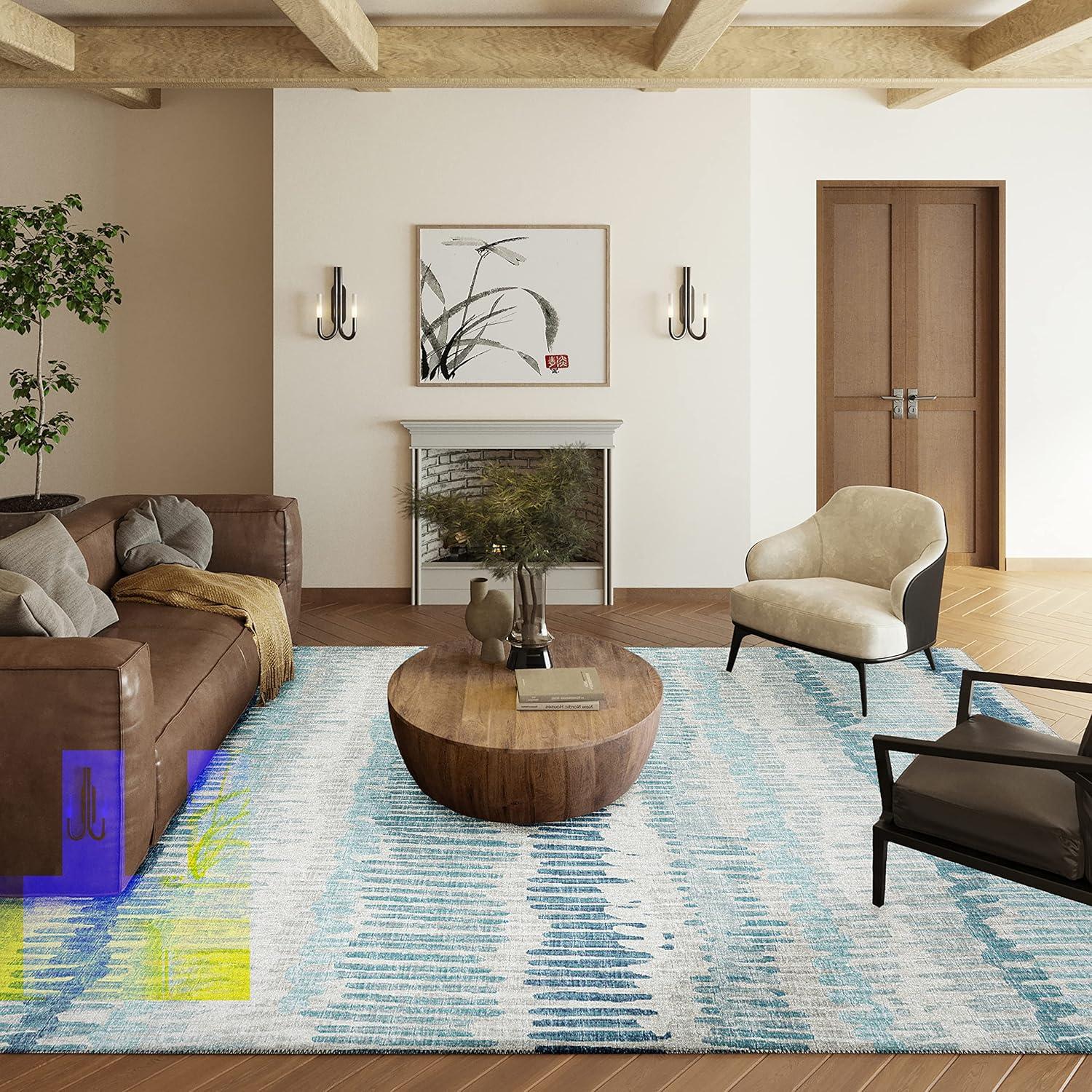 Rylee Blue 10 ft. x 14 ft. Geometric Indoor/Outdoor Area Rug