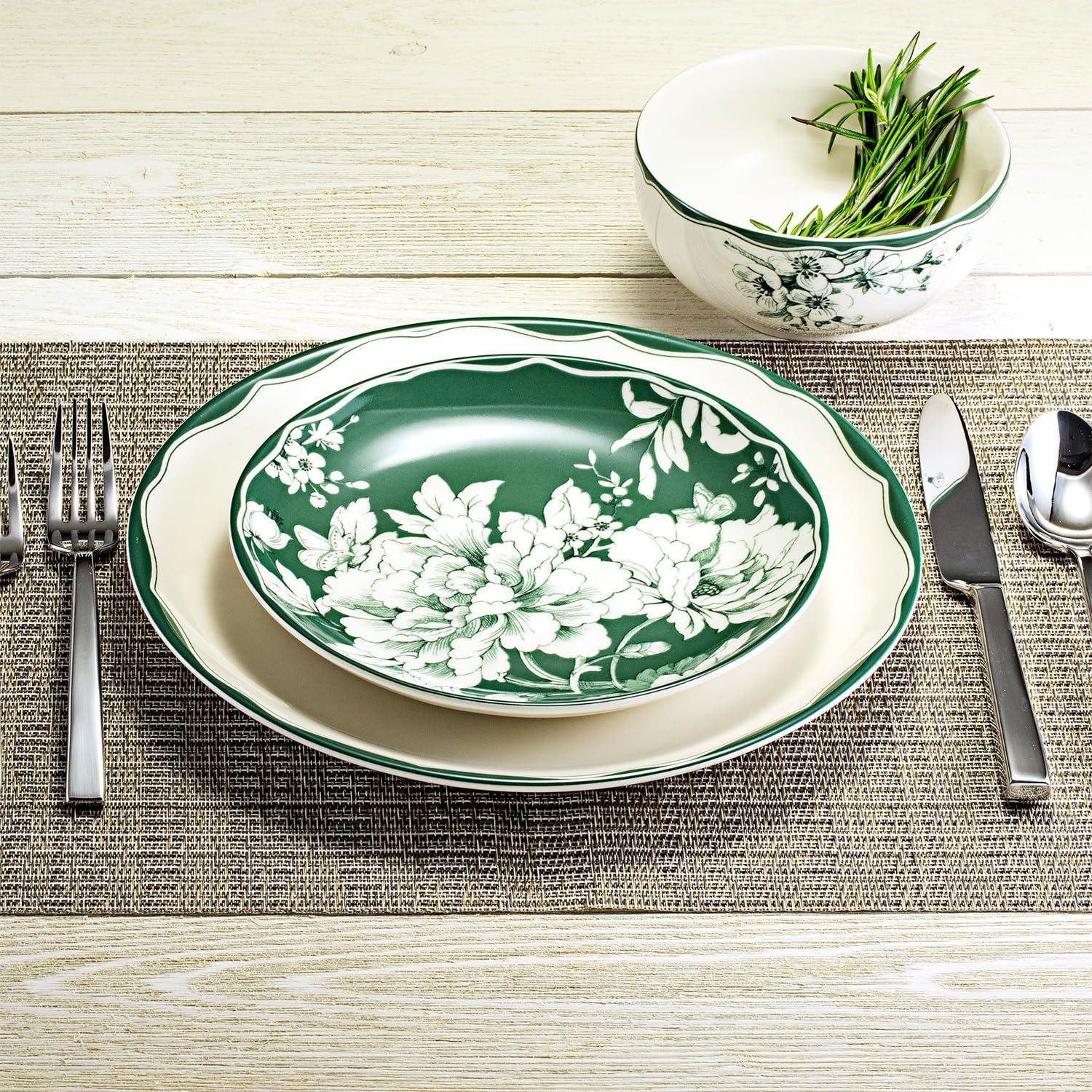 222 Fifth 222 Fifth Brittany 12-Piece Porcelain Dinnerware Set - Service For 4, Plate & Bowl Set