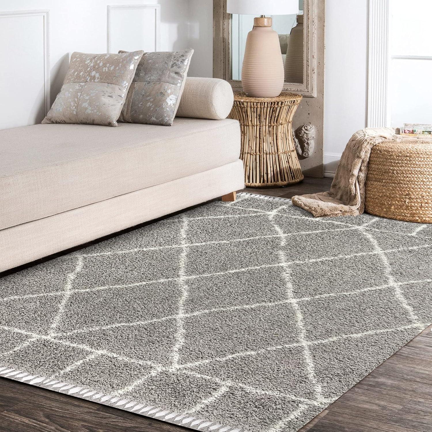 Mercer Shag Plush Tassel Area Rug - JONATHAN Y