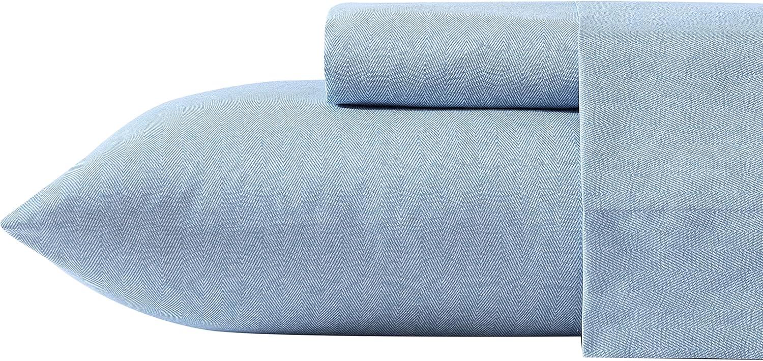 Aqua Sky Herringbone Full Microfiber Sheet Set