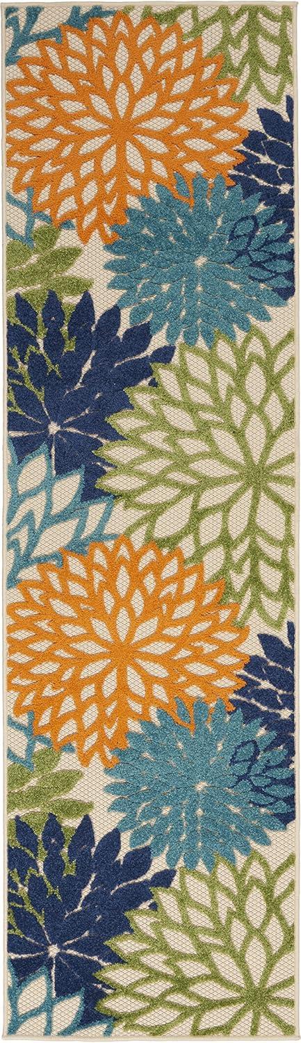 Nourison Aloha Floral Bloom Flatweave High-Low Indoor Outdoor Runner Rug Multicolor 2'3" x 10'
