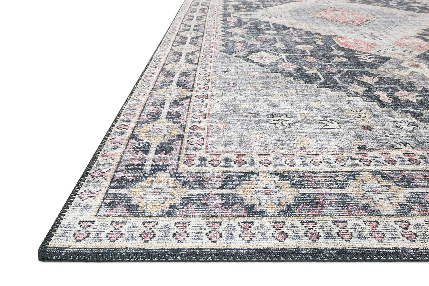 Loloi Skye Collection SKY-02 Charcoal/Multi 6'-0" x 6'-0" Round Area Rug