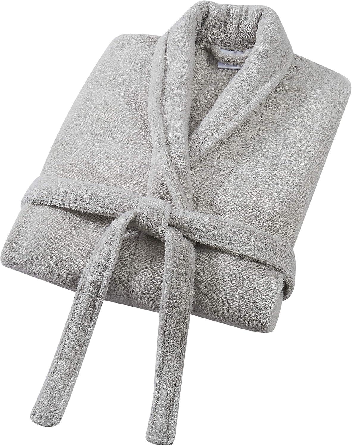 Cotton Terry Cloth Mid-Calf Bathrobe with Pockets