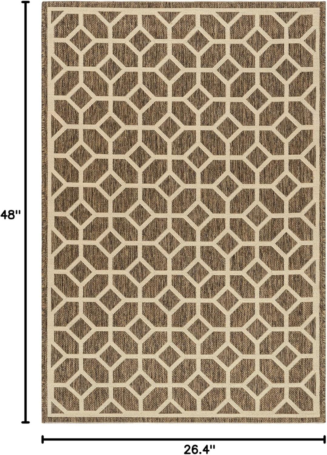 SAFAVIEH Beach House Kadri Geometric Indoor/Outdoor Area Rug, Beige/Cream, 2'2" x 4'