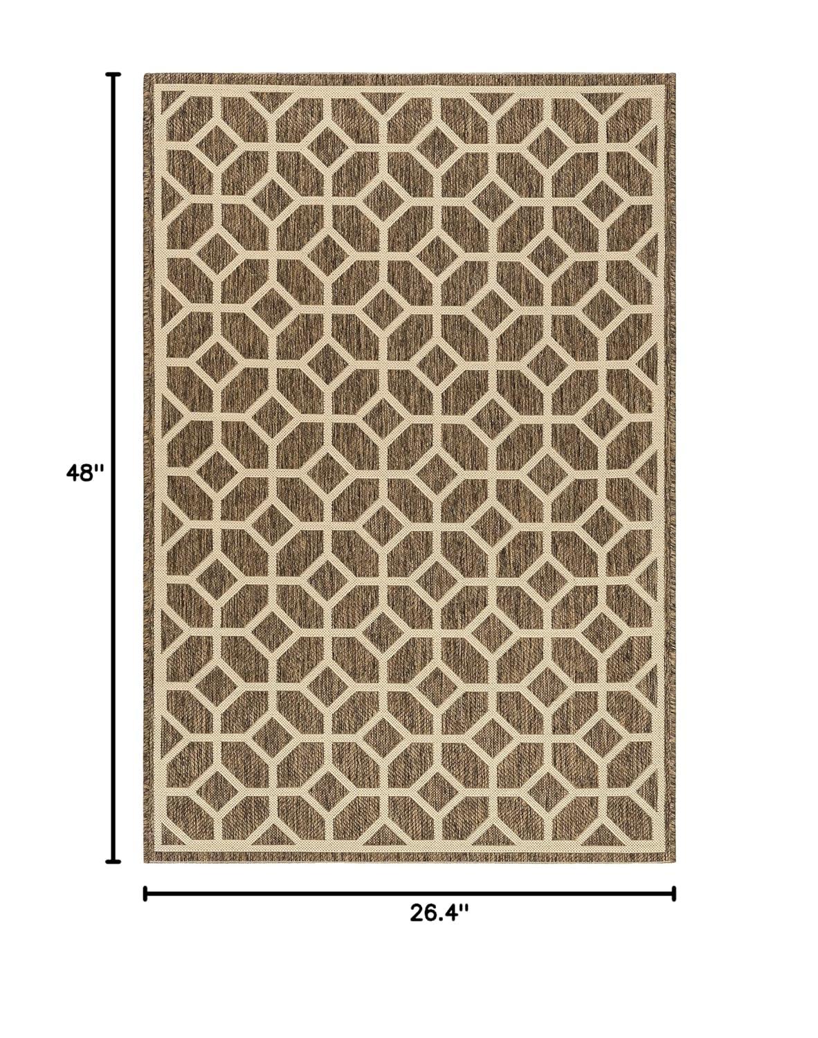 SAFAVIEH Beach House Kadri Geometric Indoor/Outdoor Area Rug, Beige/Cream, 2'2" x 4'