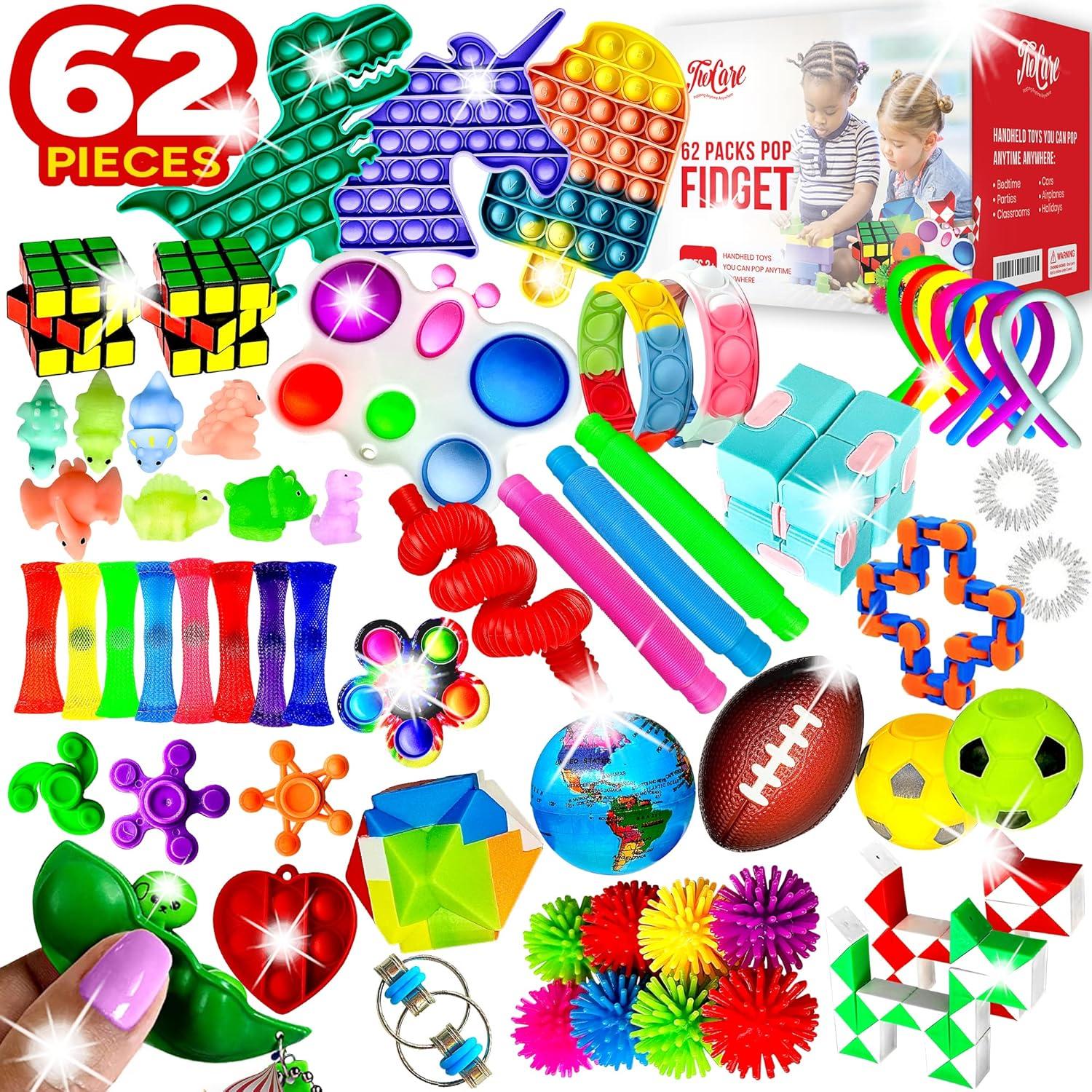 120 Pack Fidget Toys Set,Pop Sensory Party Favors Gifts for Kid Adult Boy Girl ADHD Autism Stress Relief Stocking Stuffers Autistic Bulk Goodie Bag Pinata Filler Treasure Box Classroom Prizes School
