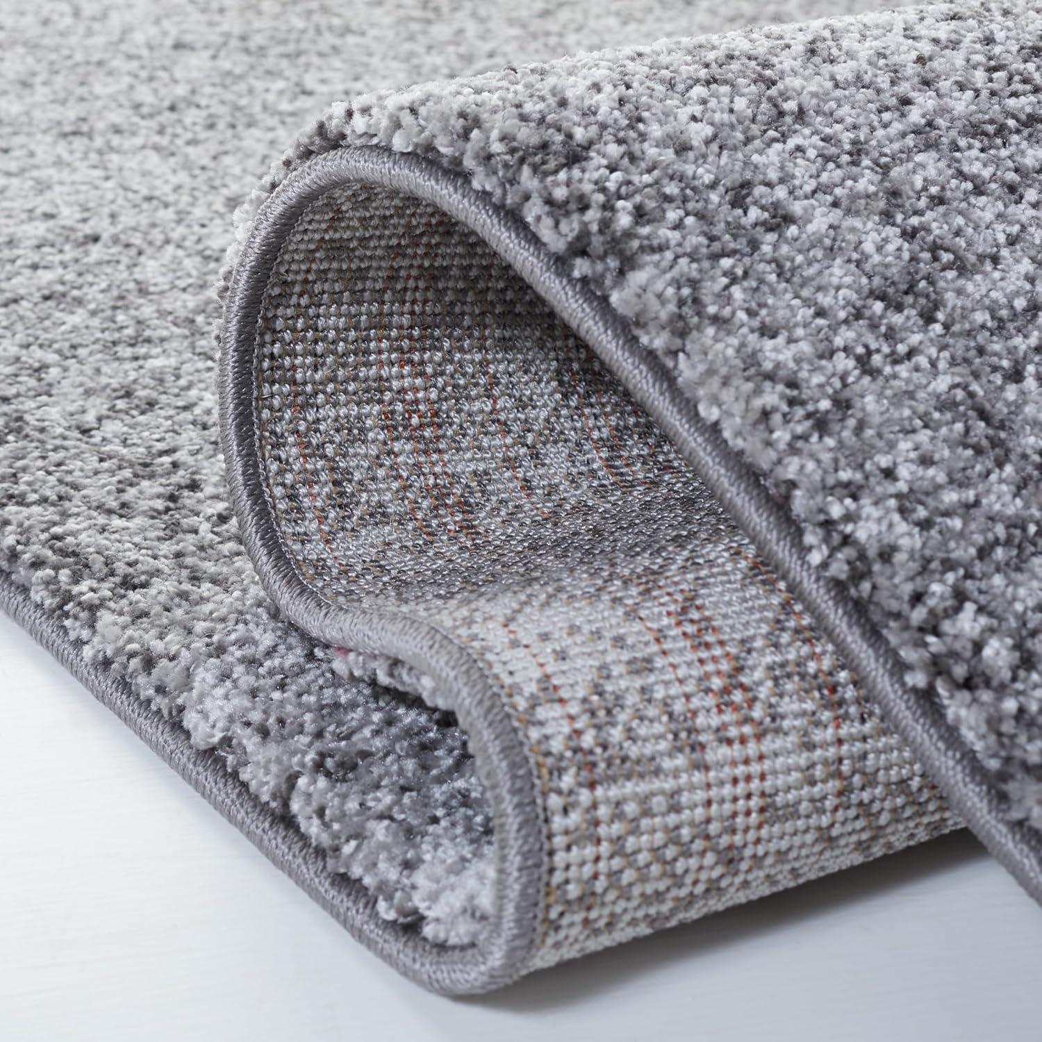 Gray Abstract Square Stain-Resistant Area Rug