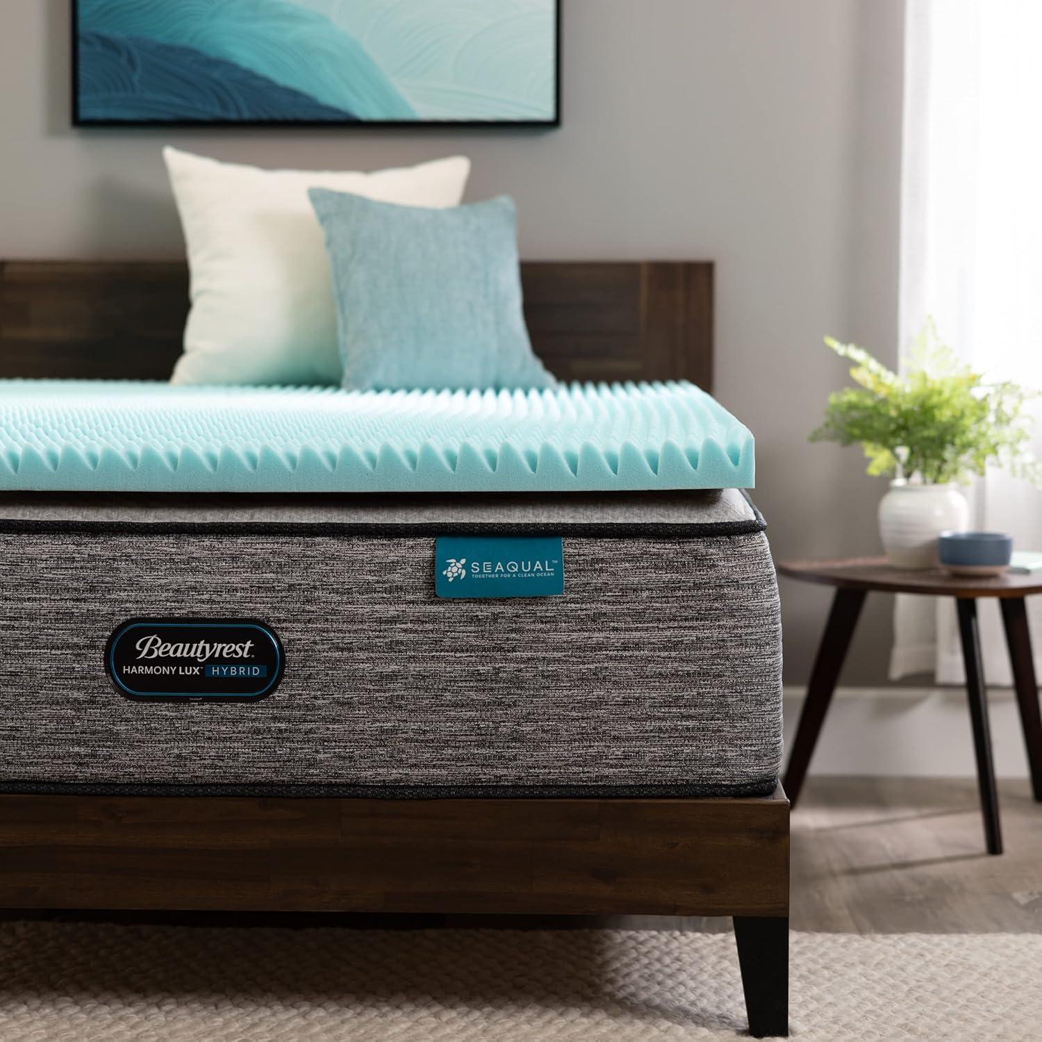 Twin XL Blue Memory Foam Eggcrate Mattress Topper