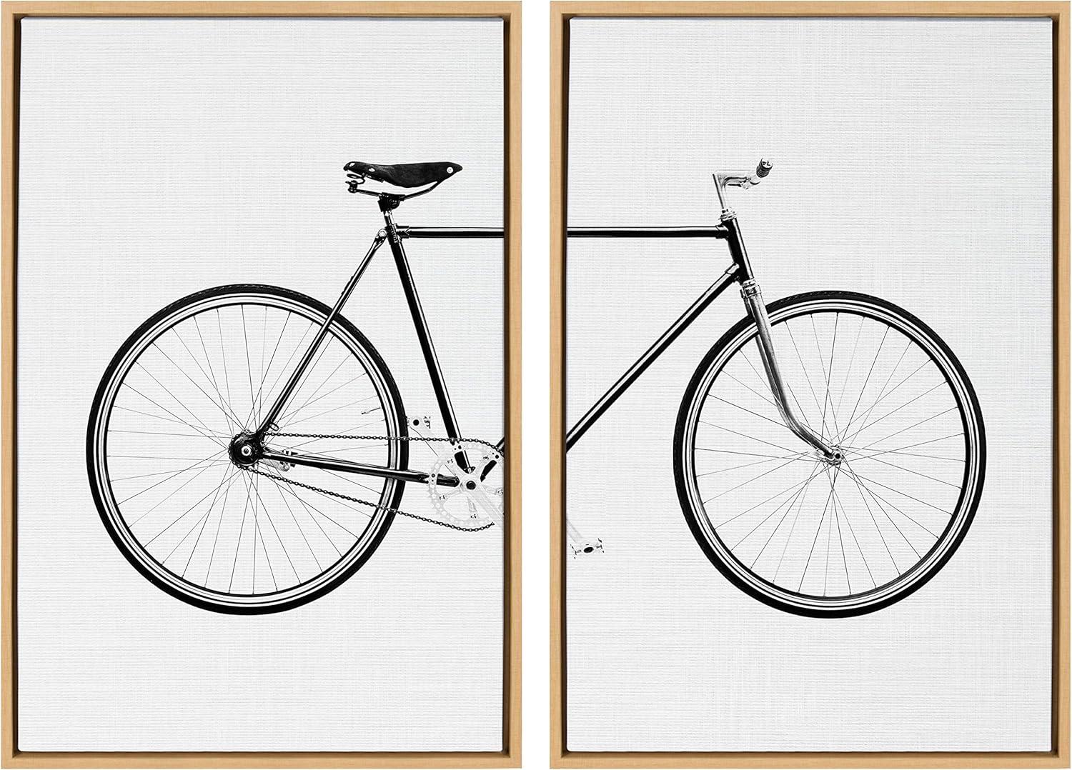 2pc 23" x 33" Sylvie Bicycle by Simon Te of Tai Prints Framed Wall Canvas Natural - Kate & Laurel All Things Decor