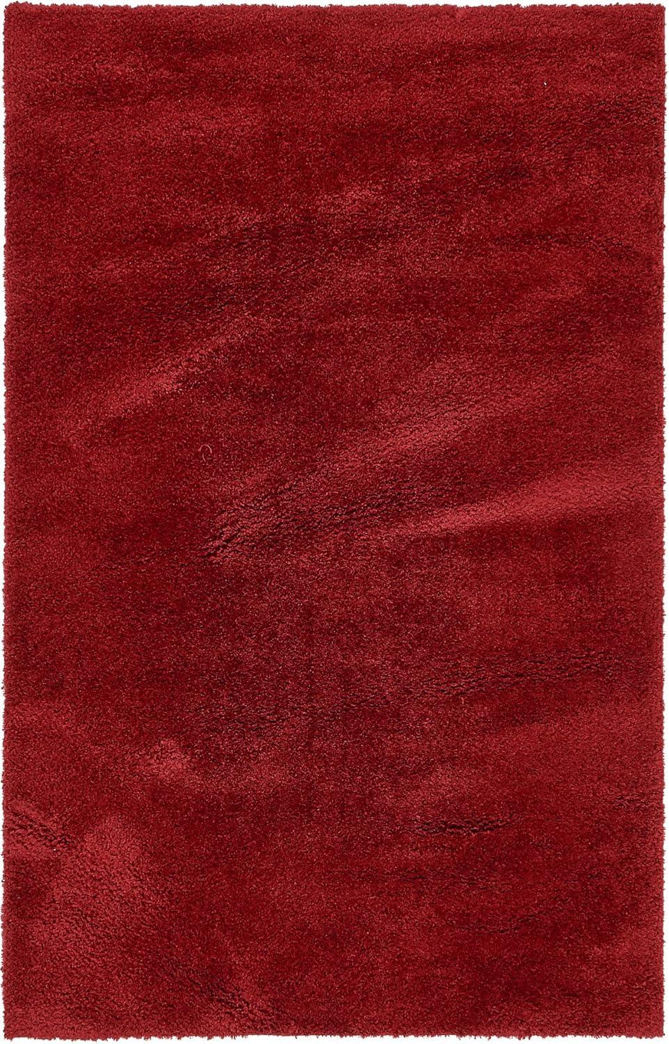 Unique Loom Studio Solid Shag Collection Area Rug - Sky (5' 1" x 8' Rectangle Red)