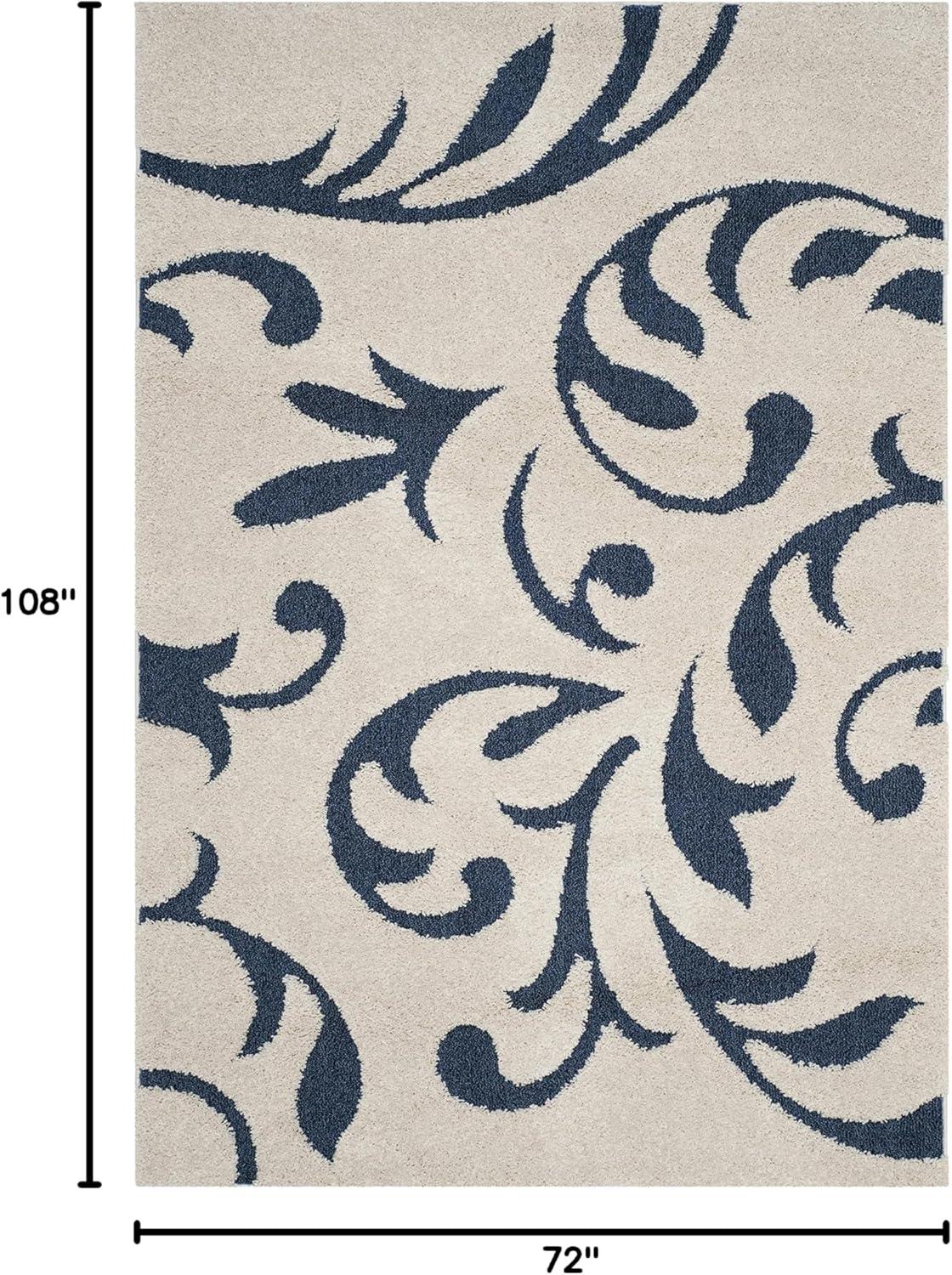 Florida Shag SG468 Power Loomed Indoor Area Rug - Cream/Blue - 6'x9' - Safavieh