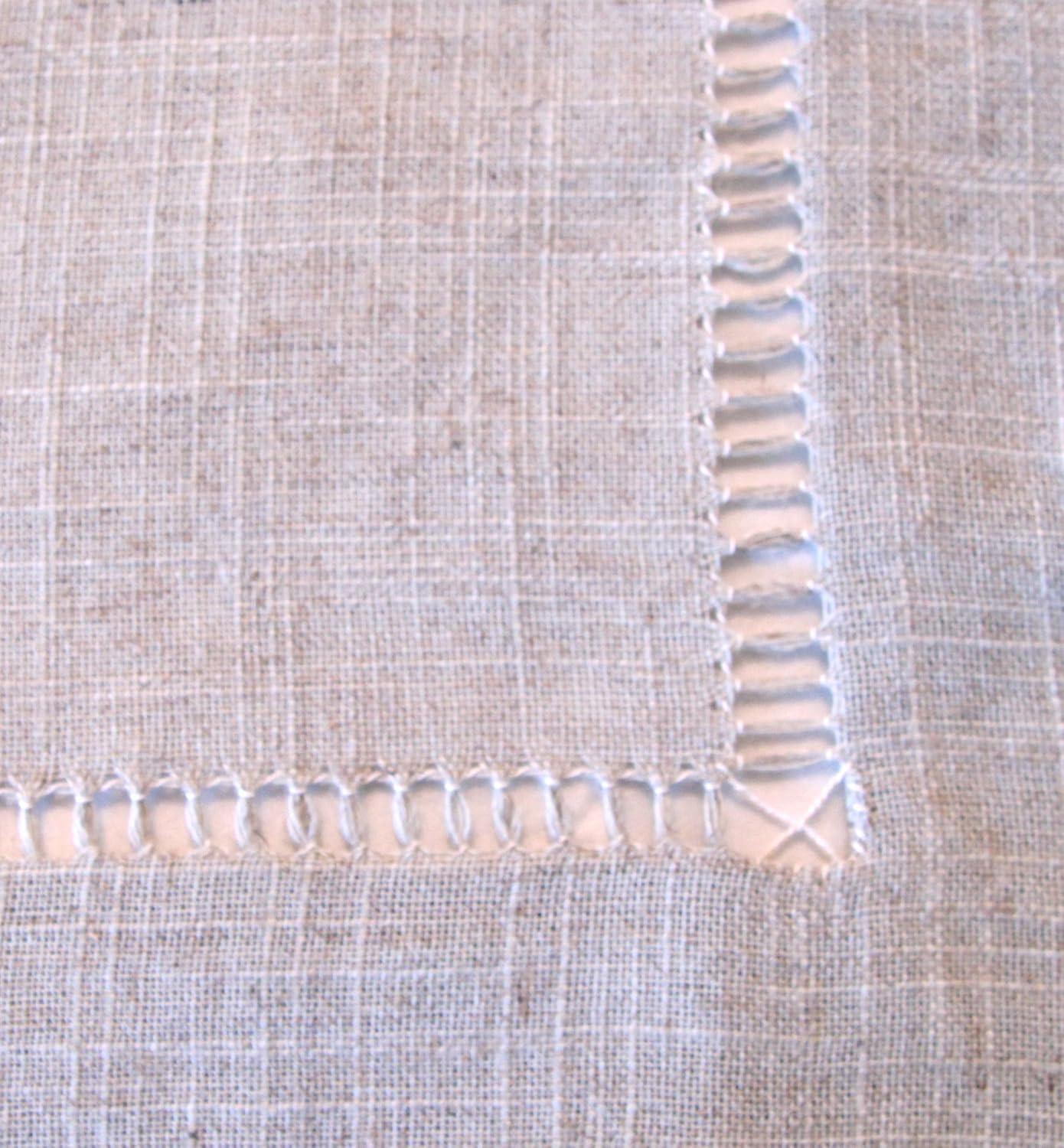 Natural Hemstitched Linen Blend Table Runner, 16" x 72"