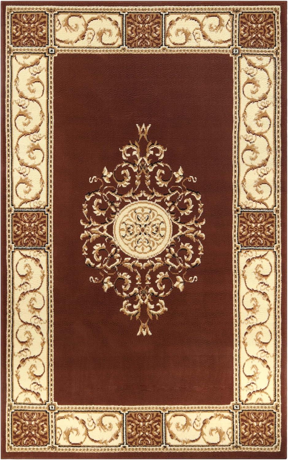 Superior Classic Elegant Floral Medallion Power-Loomed Indoor Area Rug, Toffee, 6' x 9'
