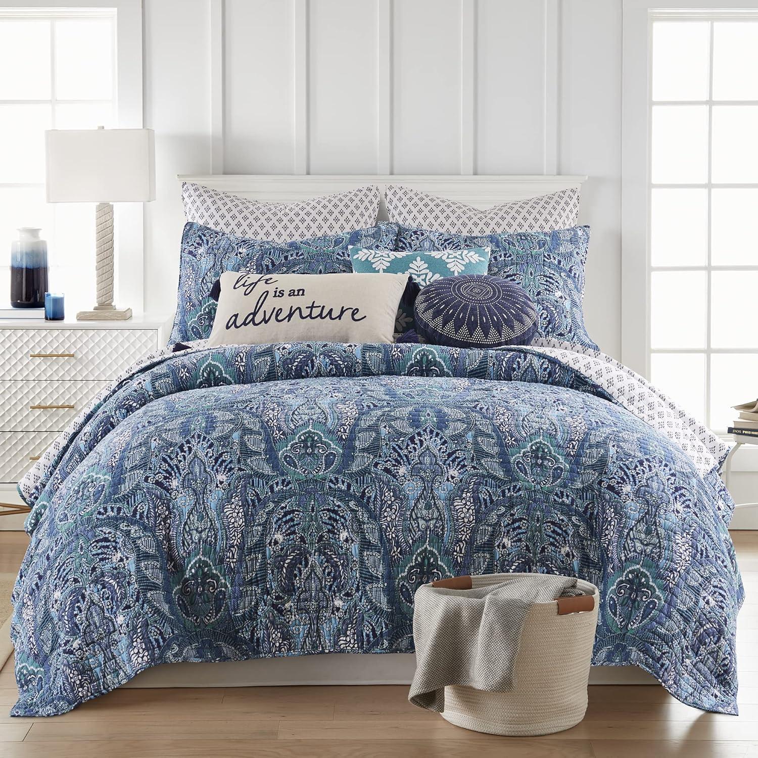 Levtex home Bellamy Teal Quilted Throw