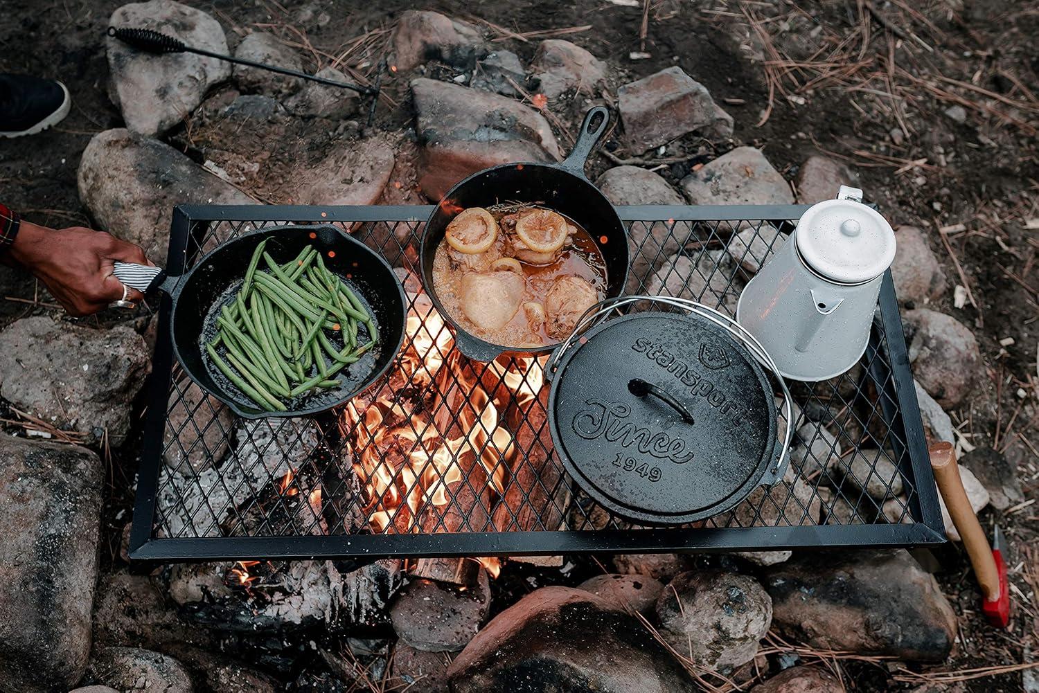 Stansport Pre-Seasoned Cast Iron Frying Pans - 3 Piece Set