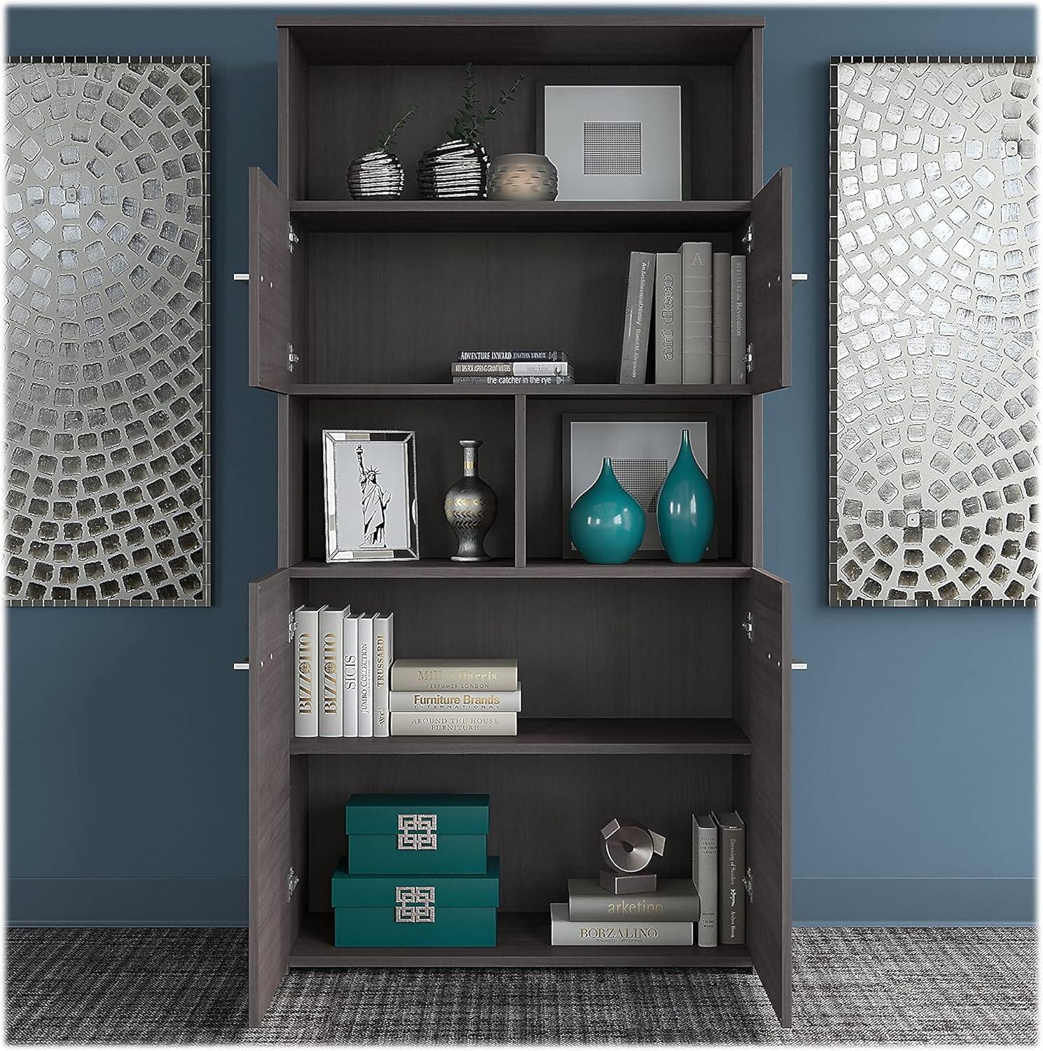 Bush Business Furniture Office 500 72W Height Adjustable Standing Desk with Storage and Bookcase