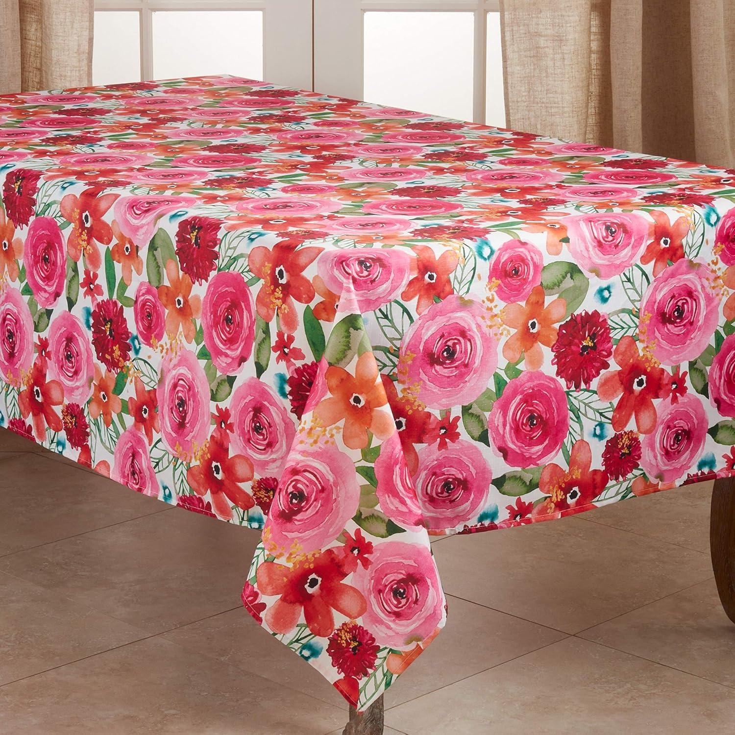Saro Lifestyle Large Floral Print Tablecloth, Multi, 65" x 104"
