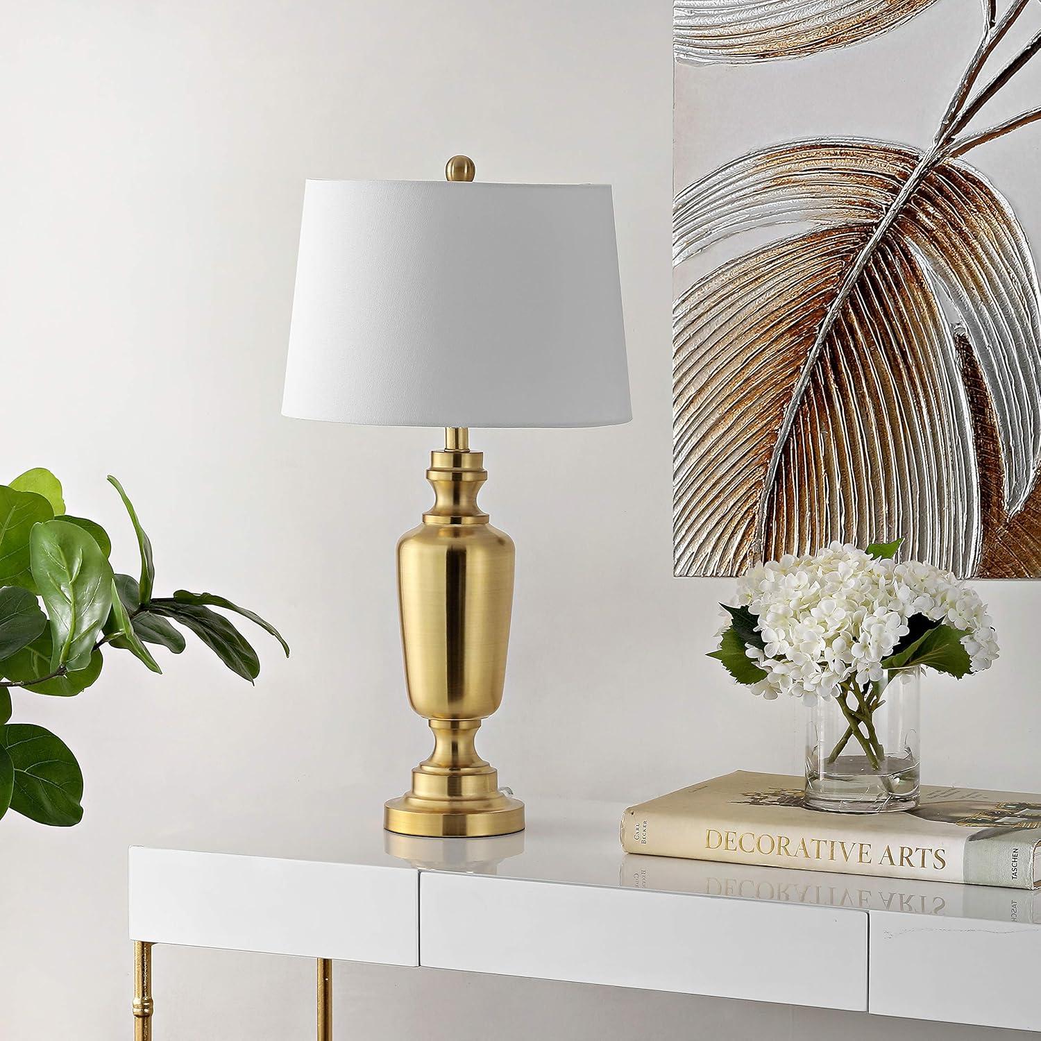 Ezra Brass and White Iron 28" Table Lamp