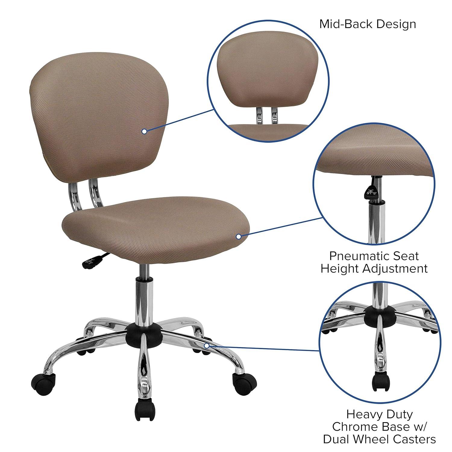 Flash Furniture Mid-Back Coffee Brown Mesh Padded Swivel Task Office Chair with Chrome Base