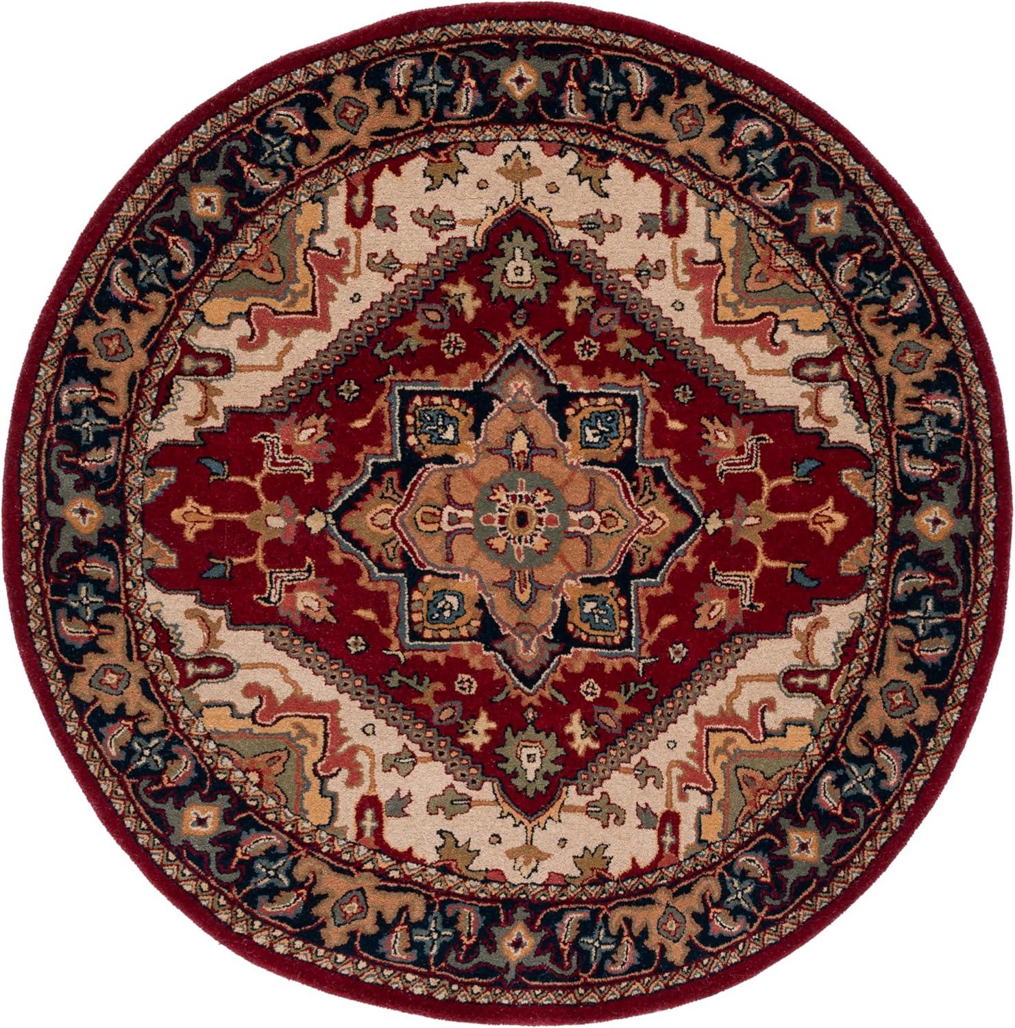 Heritage HG625 Handmade Area Rug - 8' Round - Red - Safavieh