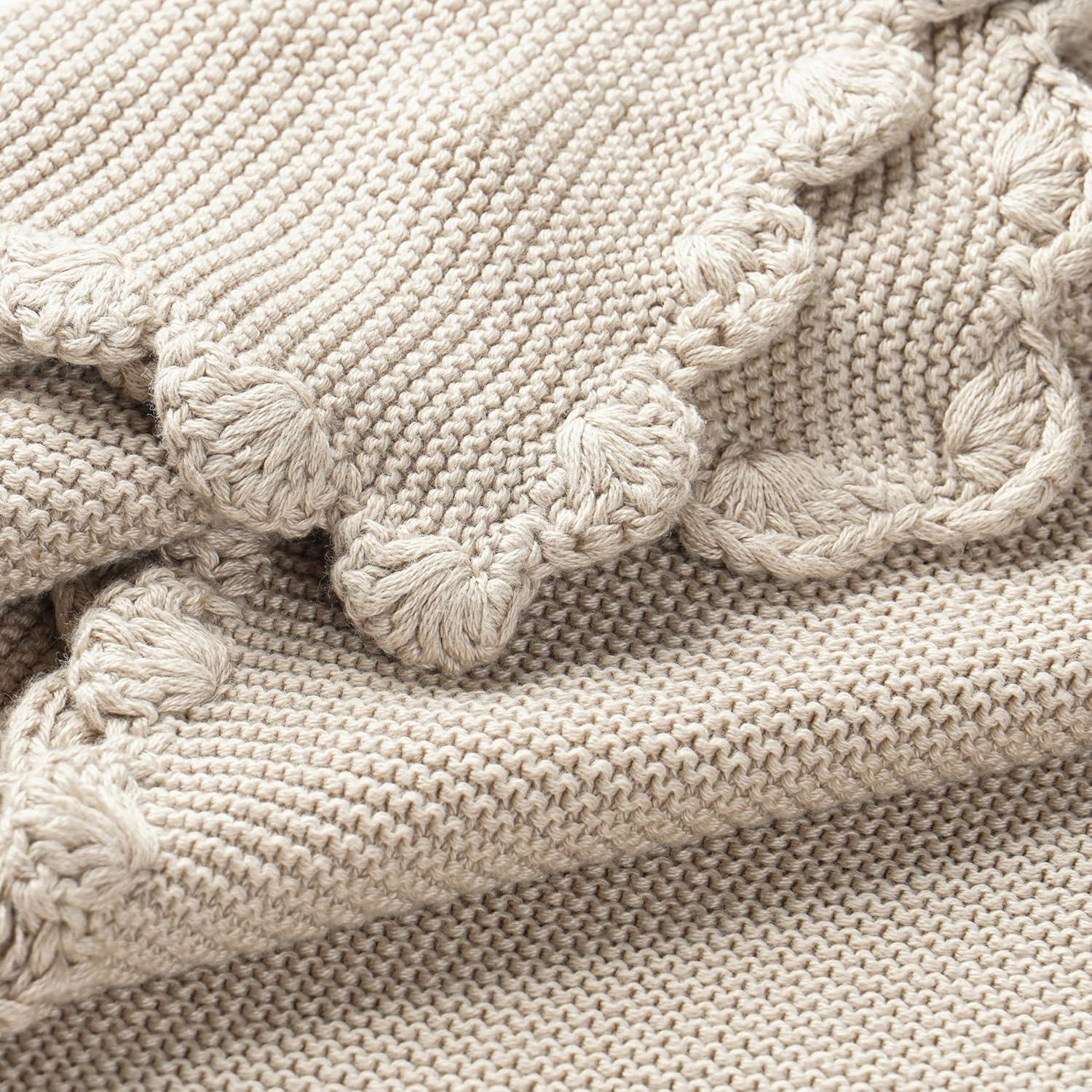 Beige Organic Cotton Knitted Baby Blanket 30x40