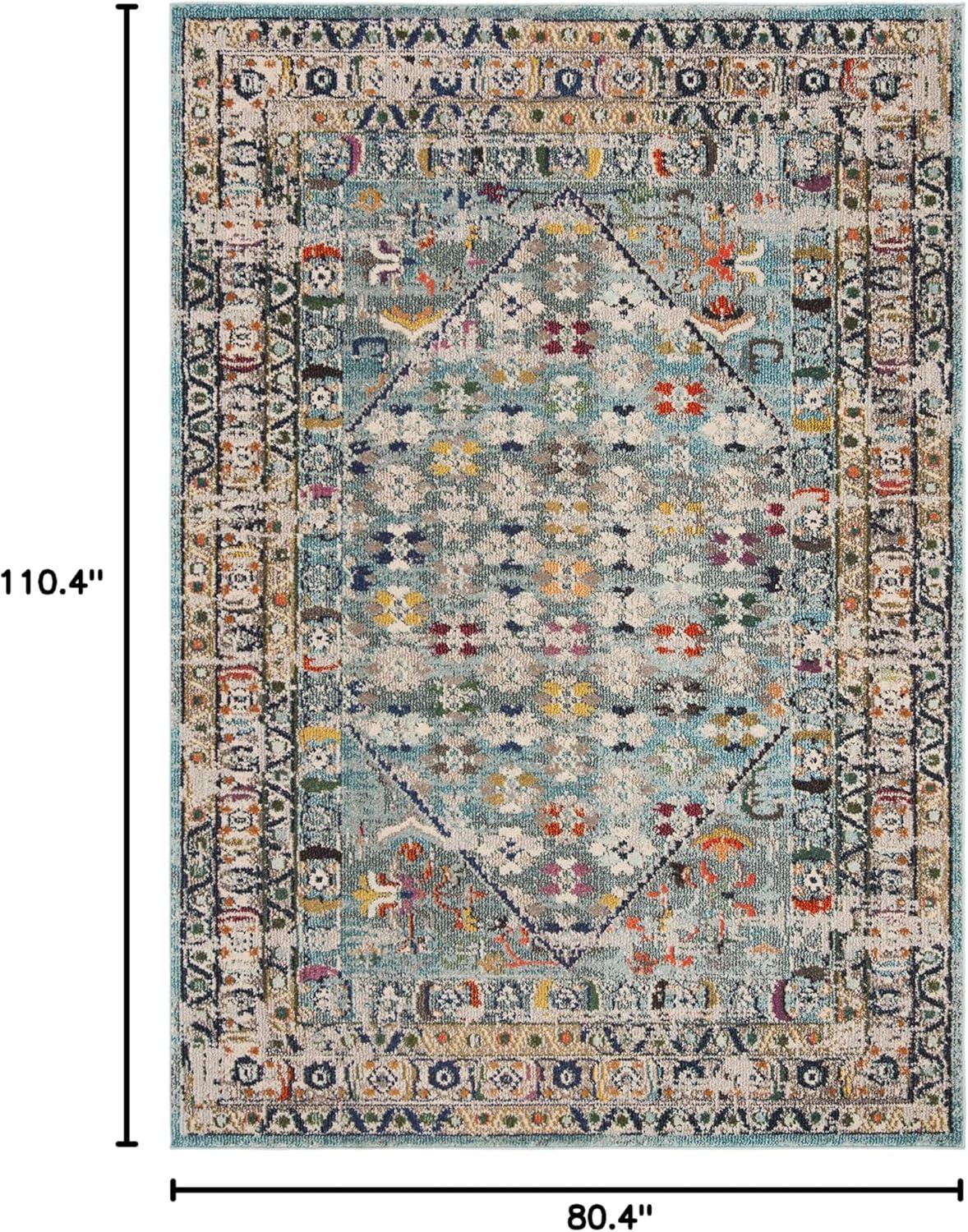 Monaco MNC255 Power Loomed Indoor Area Rug - Blue/Light Grey - 6'7"x9'2" - Safavieh