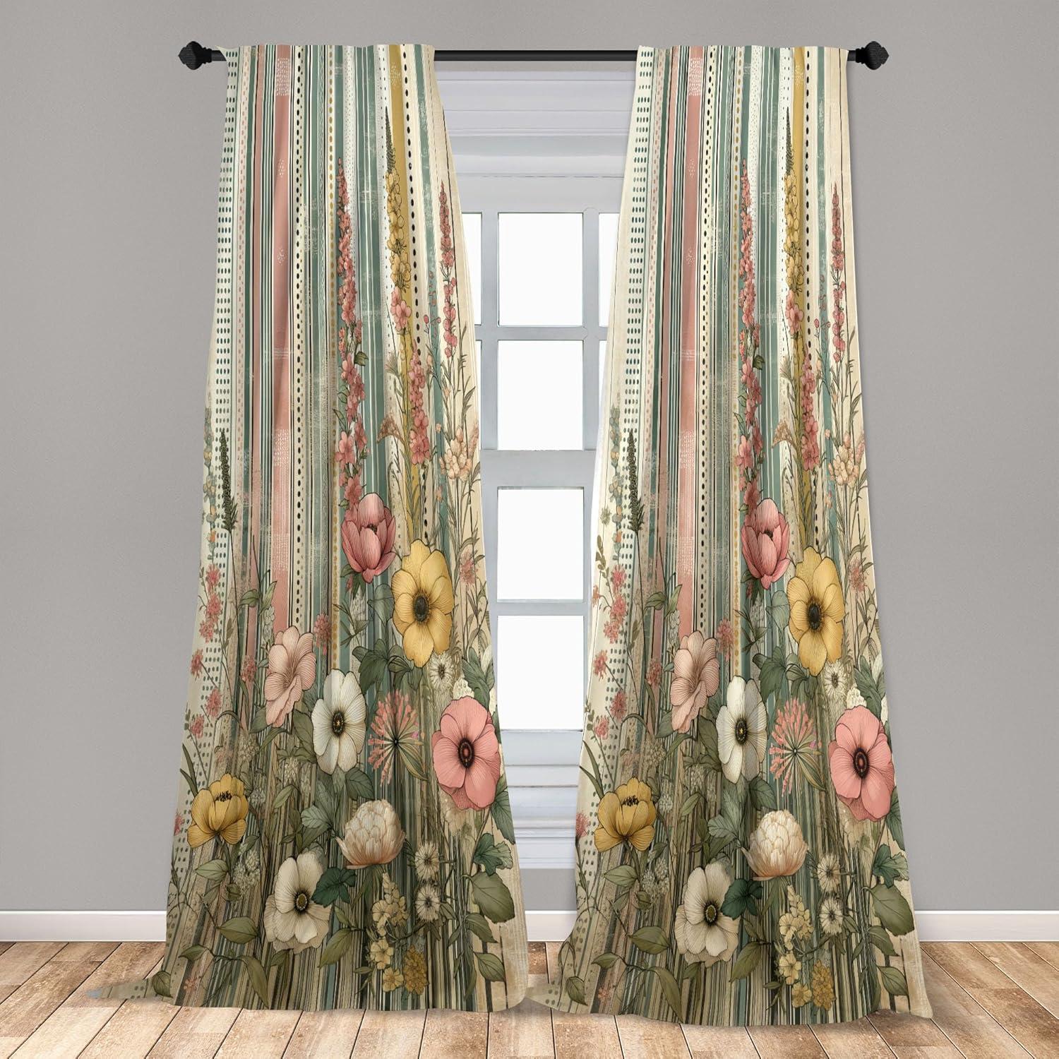 Microfiber Semi Sheer Curtain Pair