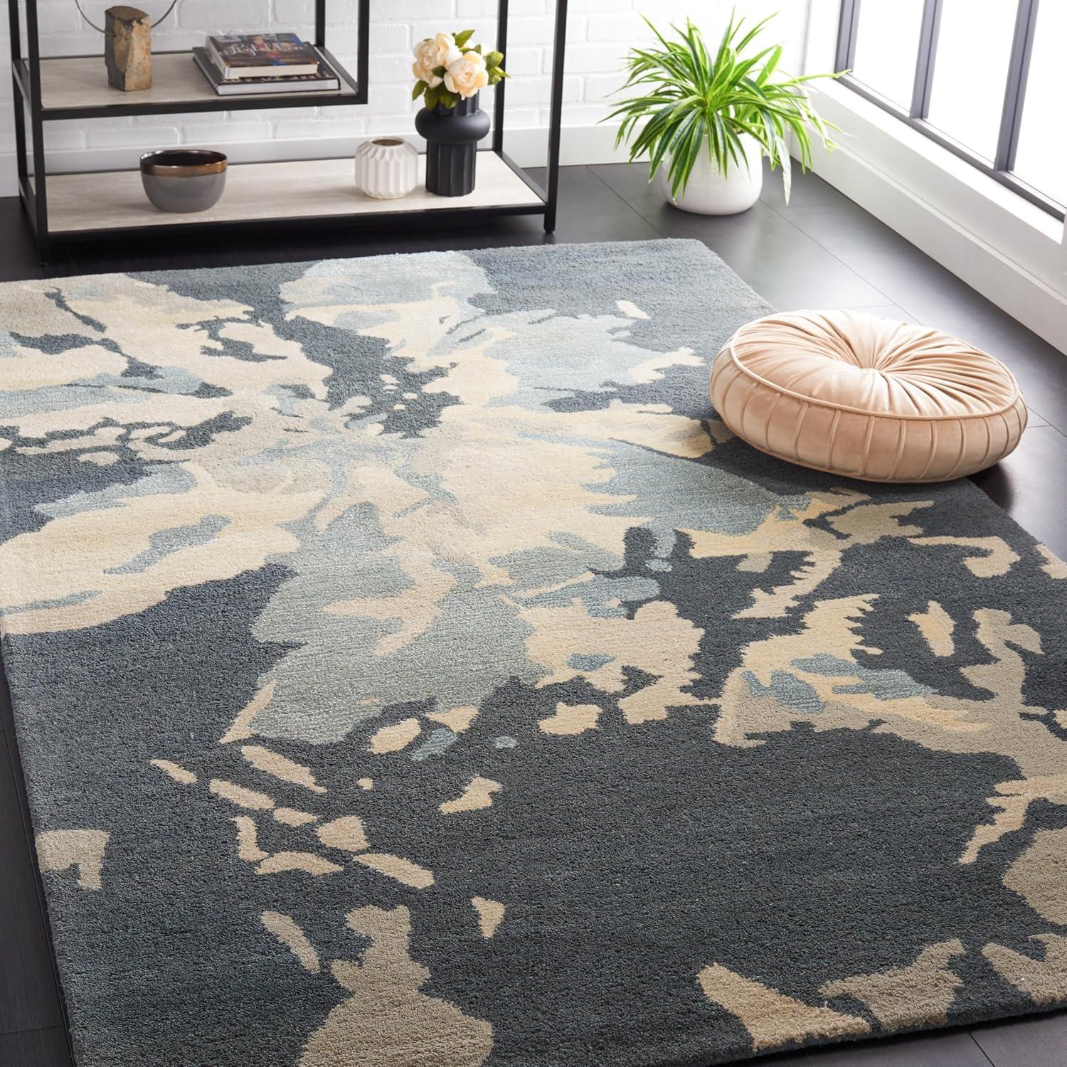 Bella BEL670 Hand Tufted Area Rug - Steel Blue - 5'x8' - Safavieh.