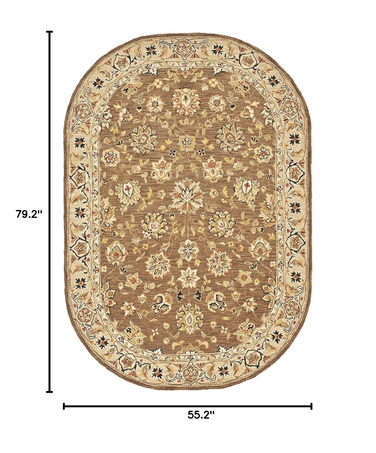 SAFAVIEH Chelsea Collection Area Rug - 4'6" x 6'6" Oval, Brown & Ivory, Hand-Hooked French Country Wool, Ideal for High Traffic Areas in Living Room, Bedroom (HK505B)