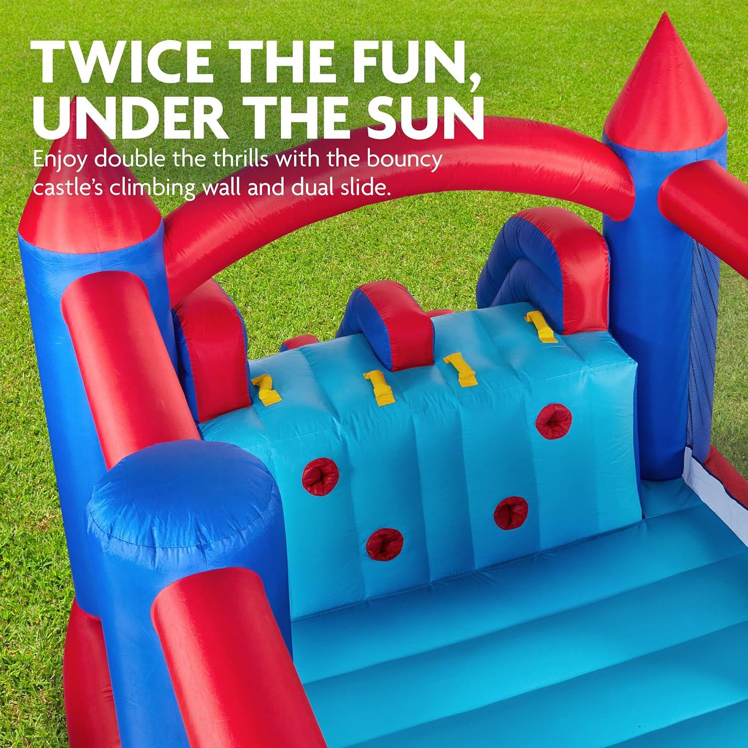 Sunny & Fun Inflatable Bounce House, Blue/Red Dual Slide Bouncy Castle