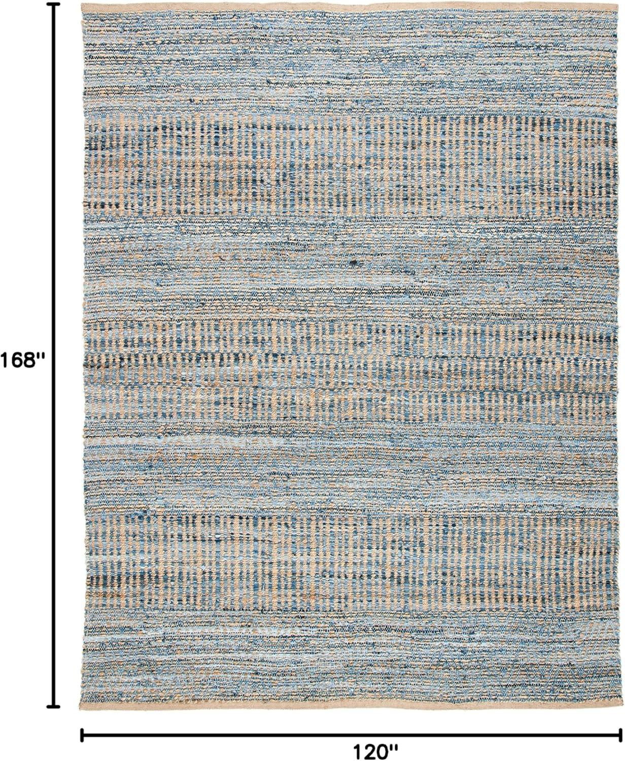 SAFAVIEH Cape Cod Gladwyn Braided Striped Jute Area Rug, 10' x 14', Natural/Blue