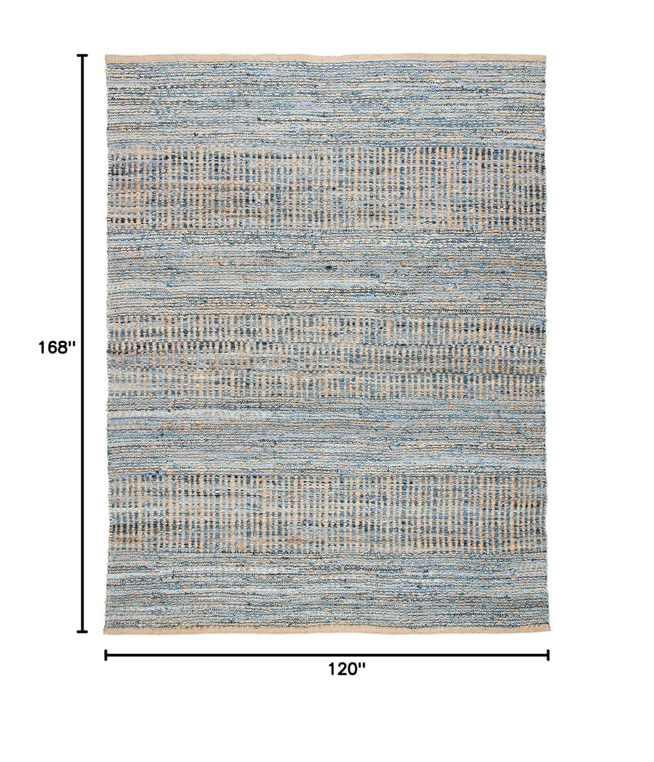 SAFAVIEH Cape Cod Gladwyn Braided Striped Jute Area Rug, 10' x 14', Natural/Blue