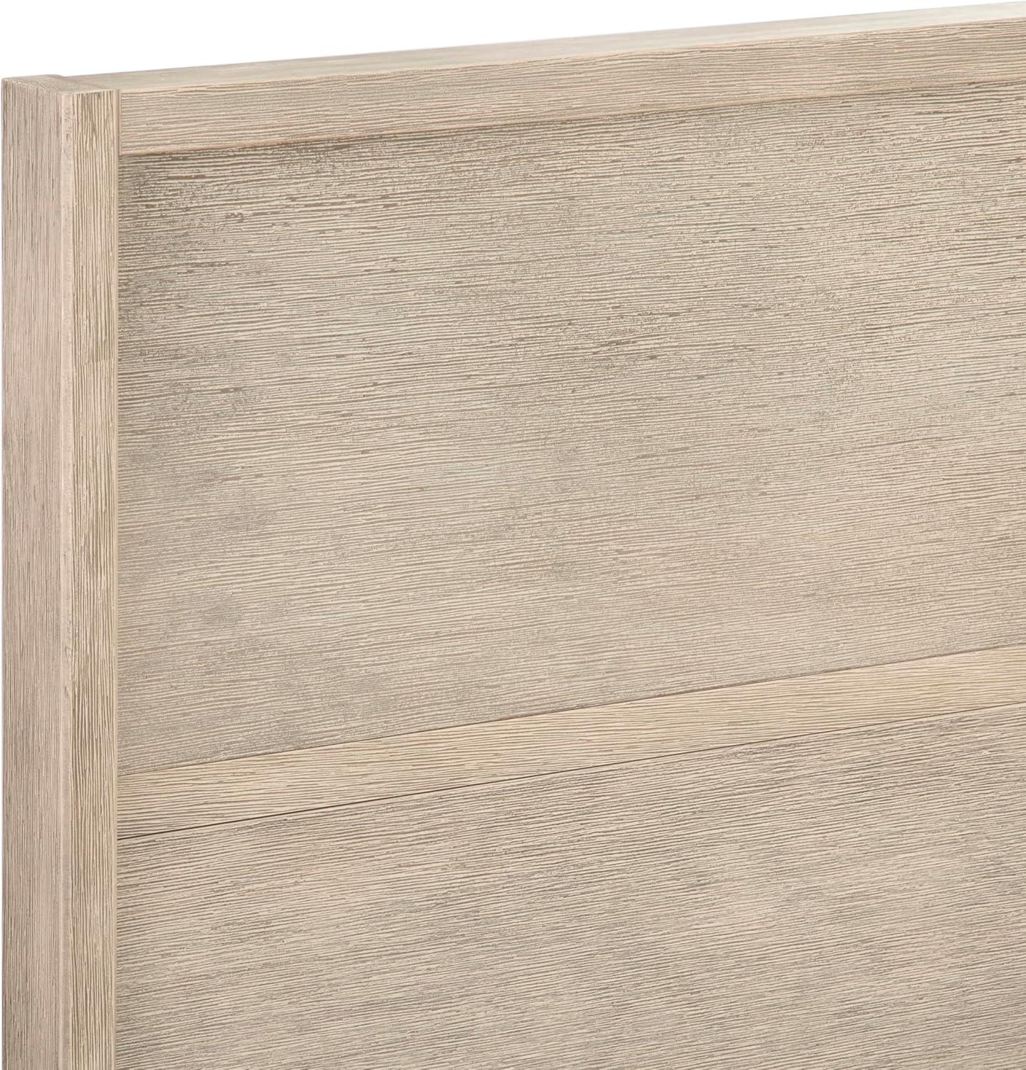 Plank+Beam Solid Wood Contemporary  King Size Platform Bed, Seashell Wirebrush