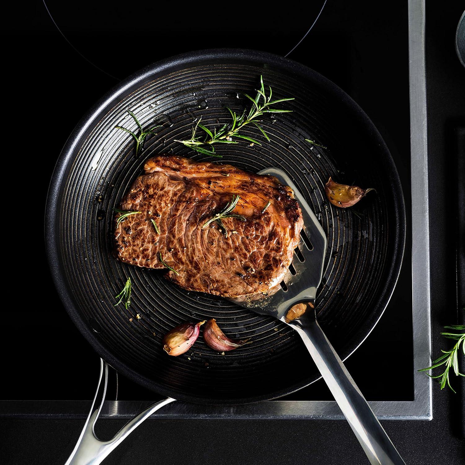 Circulon Clad Stainless Steel Frying Pans with Hybrid SteelShield, 2 Piece, Silver