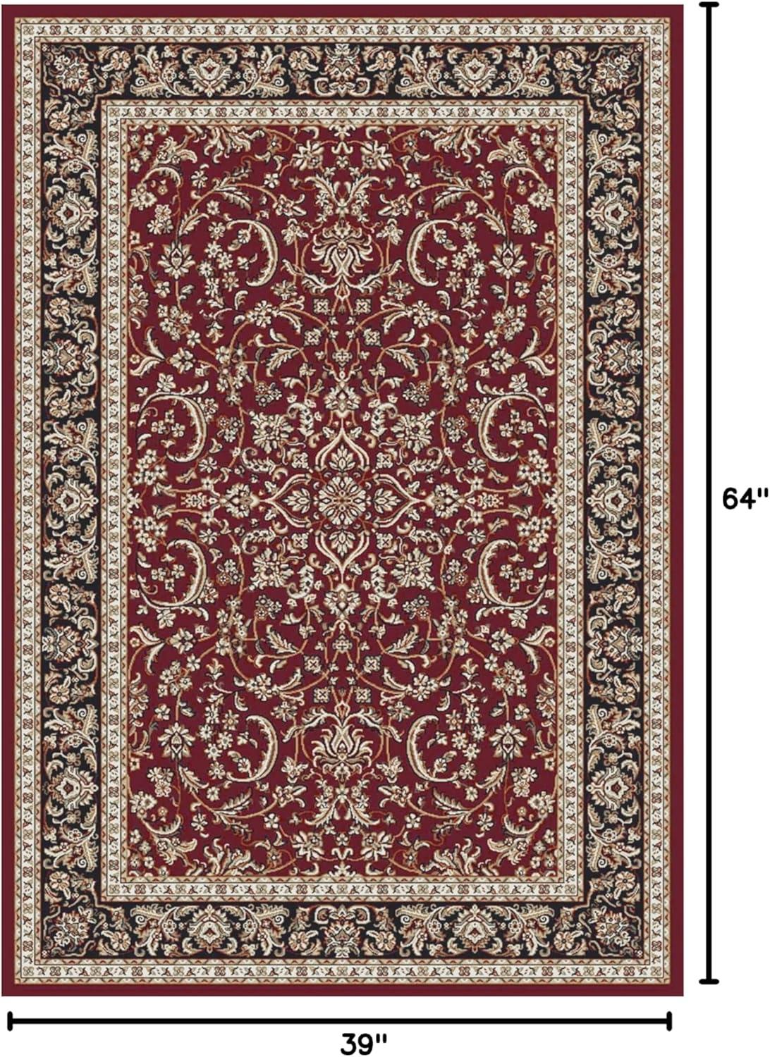 Burgundy and Black Synthetic Reversible Area Rug, 3' x 5'