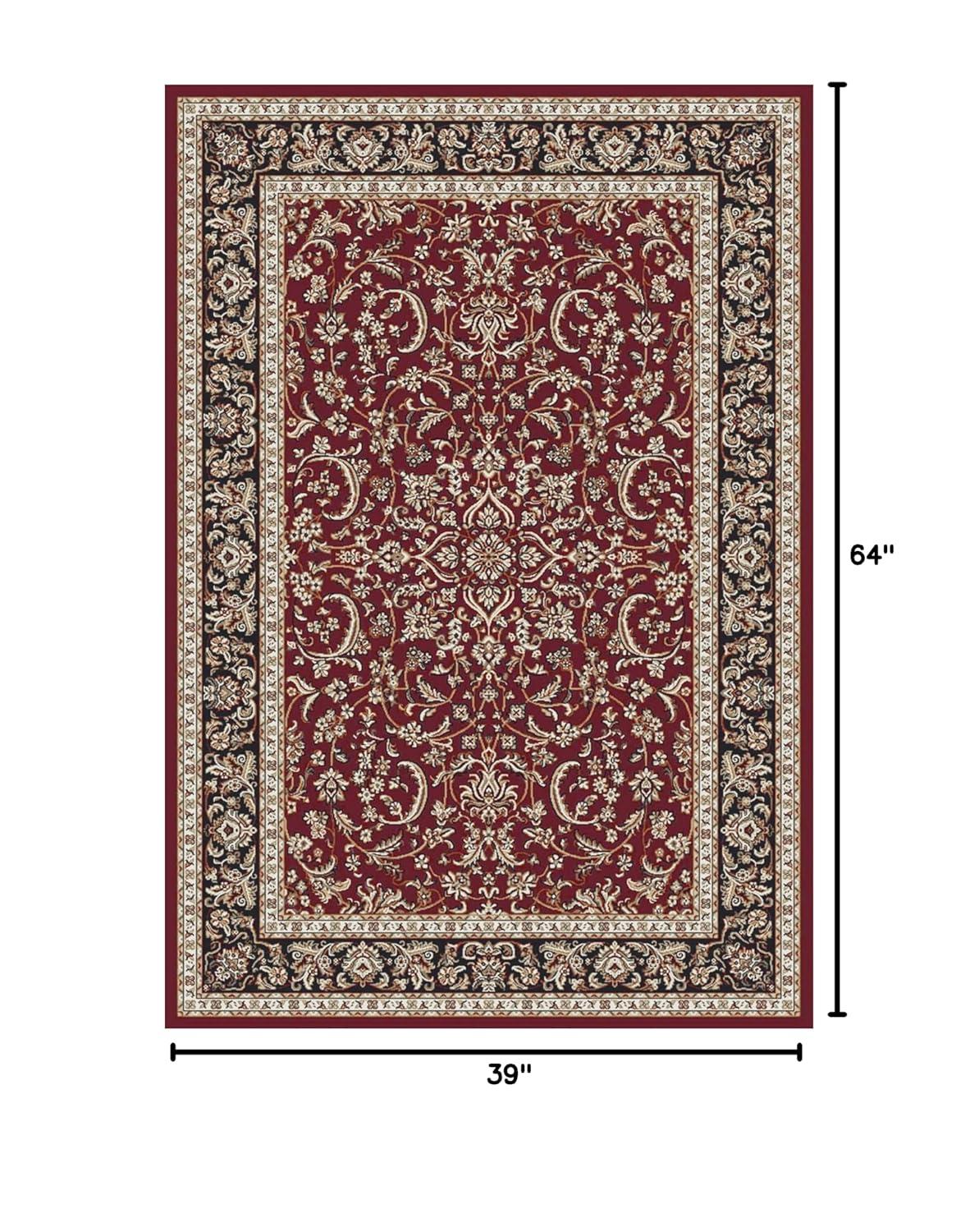 Radici USA Noble 3 x 5 (ft) Polypropylene Burgundy Rectangular Indoor Floral/Botanical Oriental Area rug