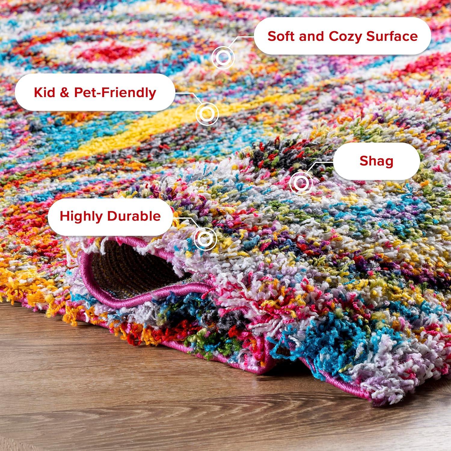 Nuloom Kindra Bohemian Circles Shag Area Rug, Runner 2' 6" x 6', Multicolored