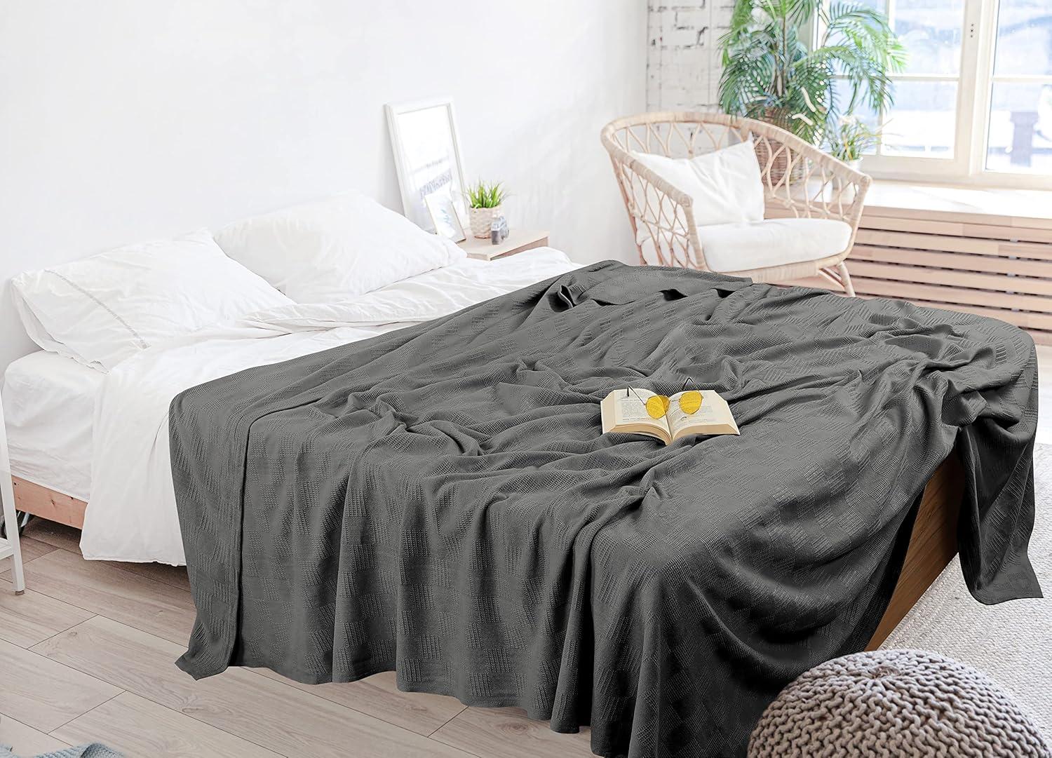 King Size Smoke Gray Cotton Thermal Blanket