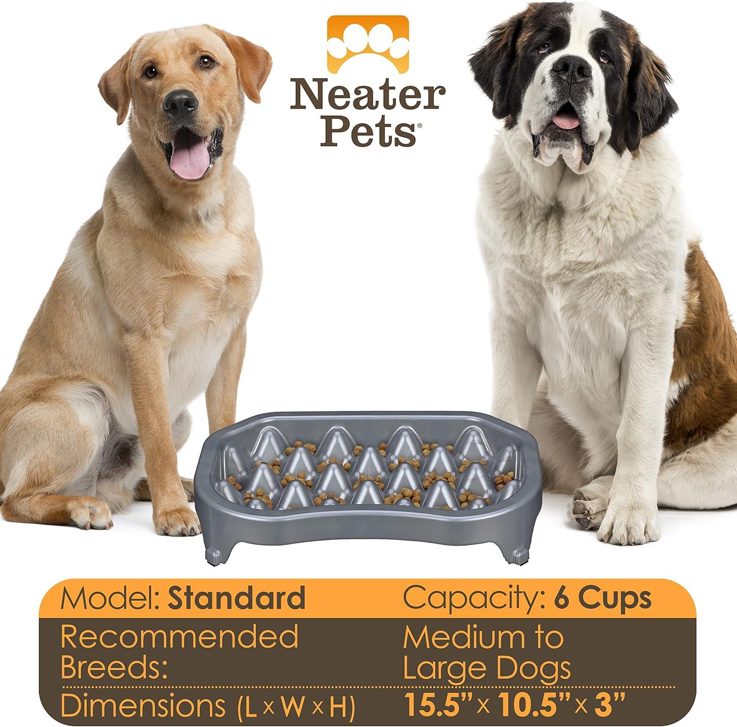 Neater Pet Brands Neater Slow Feeder to Improve Digestion, Stop Obesity, and Slow Down Eating, 6 Cups, Gunmetal