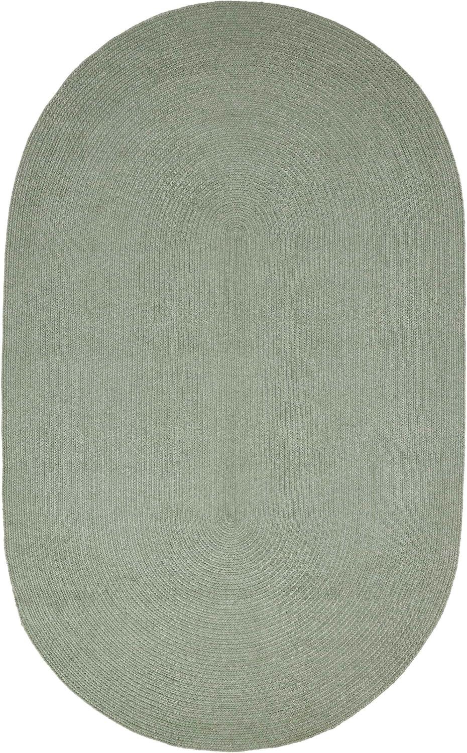 Fog Green Oval Braided Reversible Indoor/Outdoor Rug