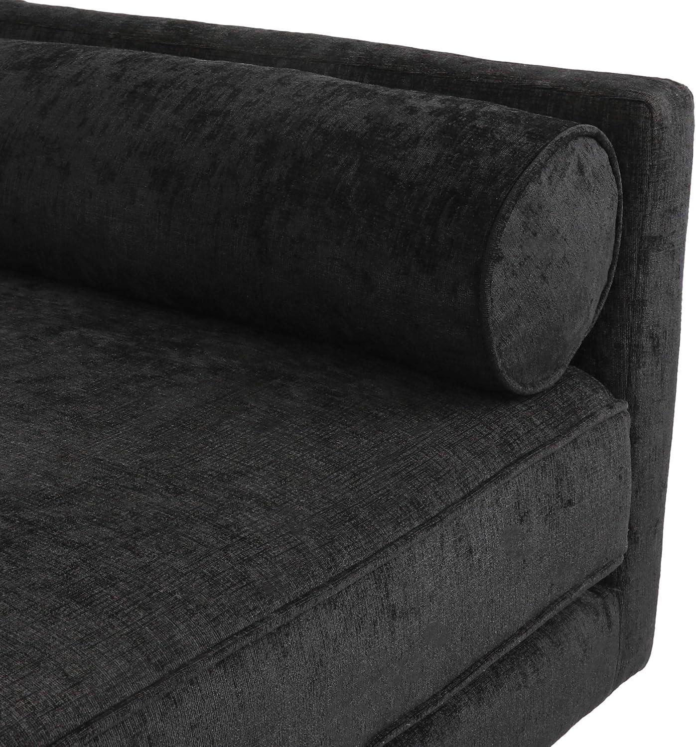 Cagle Mid Century Modern Fabric Chaise Lounge Black/Dark Brown - Christopher Knight Home