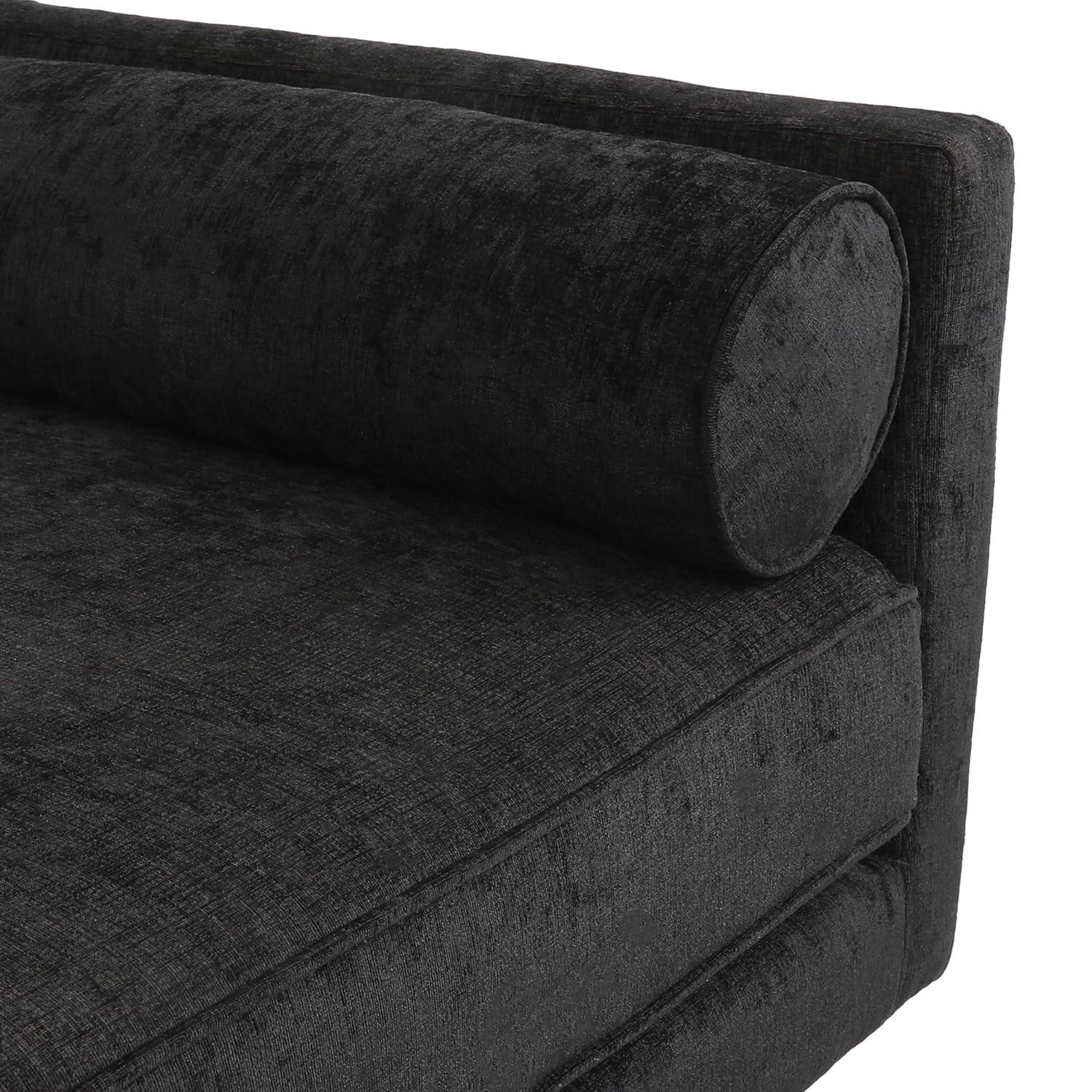 Cagle Mid Century Modern Fabric Chaise Lounge Black/Dark Brown - Christopher Knight Home