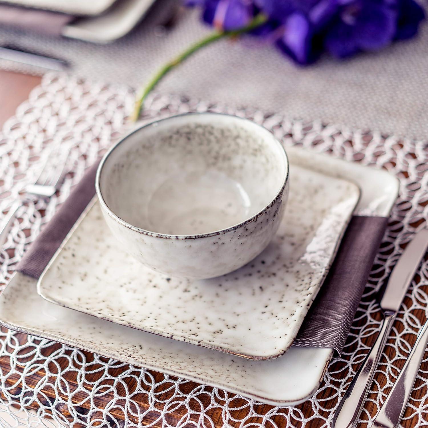 BIA Cordon Bleu 12pc Rustico Stoneware Dinnerware Set, Contains 12 Pieces, Cream (100568S1SIOC)